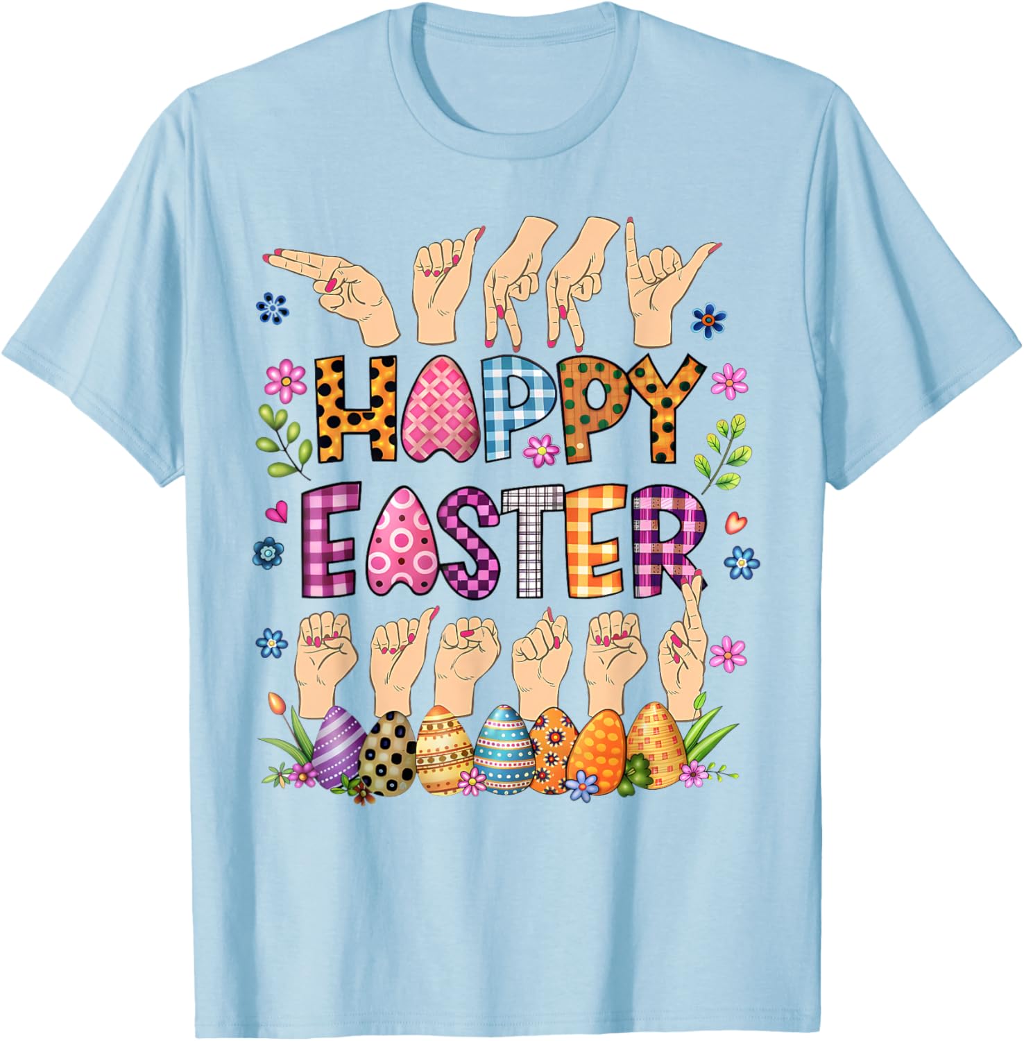 Happy Easter Eggs ASL Teacher T-Shirt for Fun Celebrations - 26