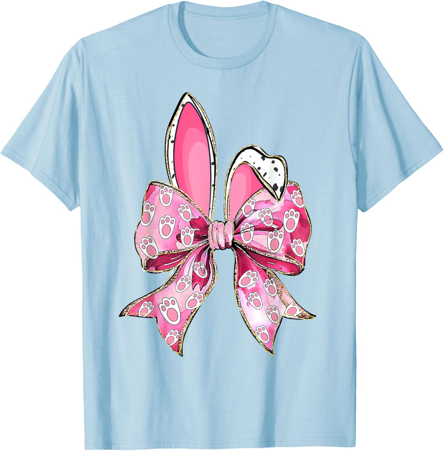 Happy Easter Bunny Coquette Bow Ears T-Shirt for Girls and Women - 6