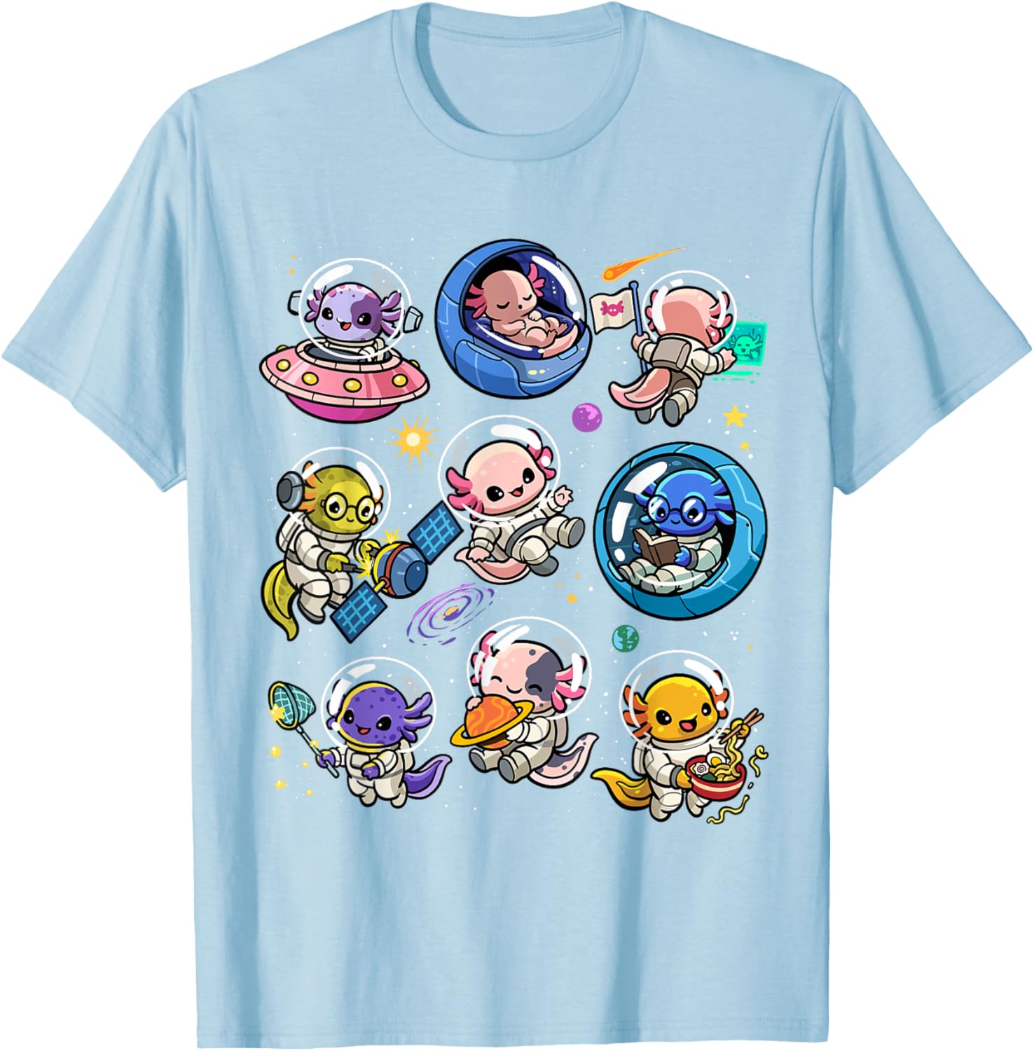 Cute Galaxy Axolotl Astronaut T-Shirt for Space Lovers and Kids - 12
