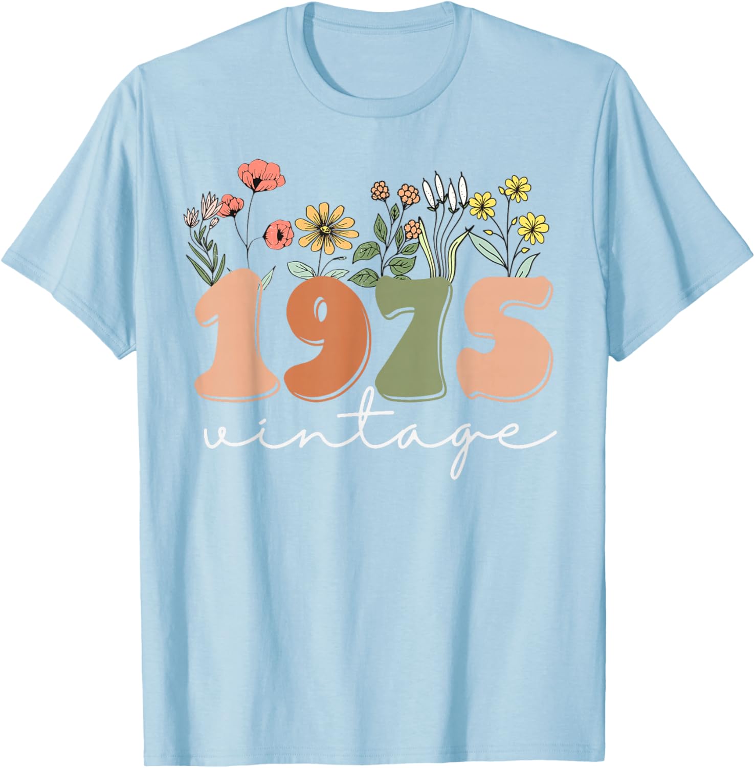 Vintage 1975 50th Birthday Wildflower T-Shirt for Women - 28