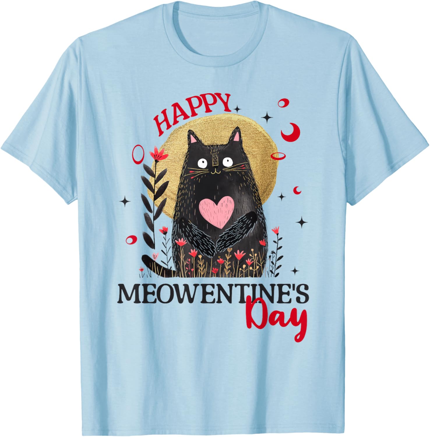 Funny Happy Meowentine's Day Cat T-Shirt for Girls and Women - 13