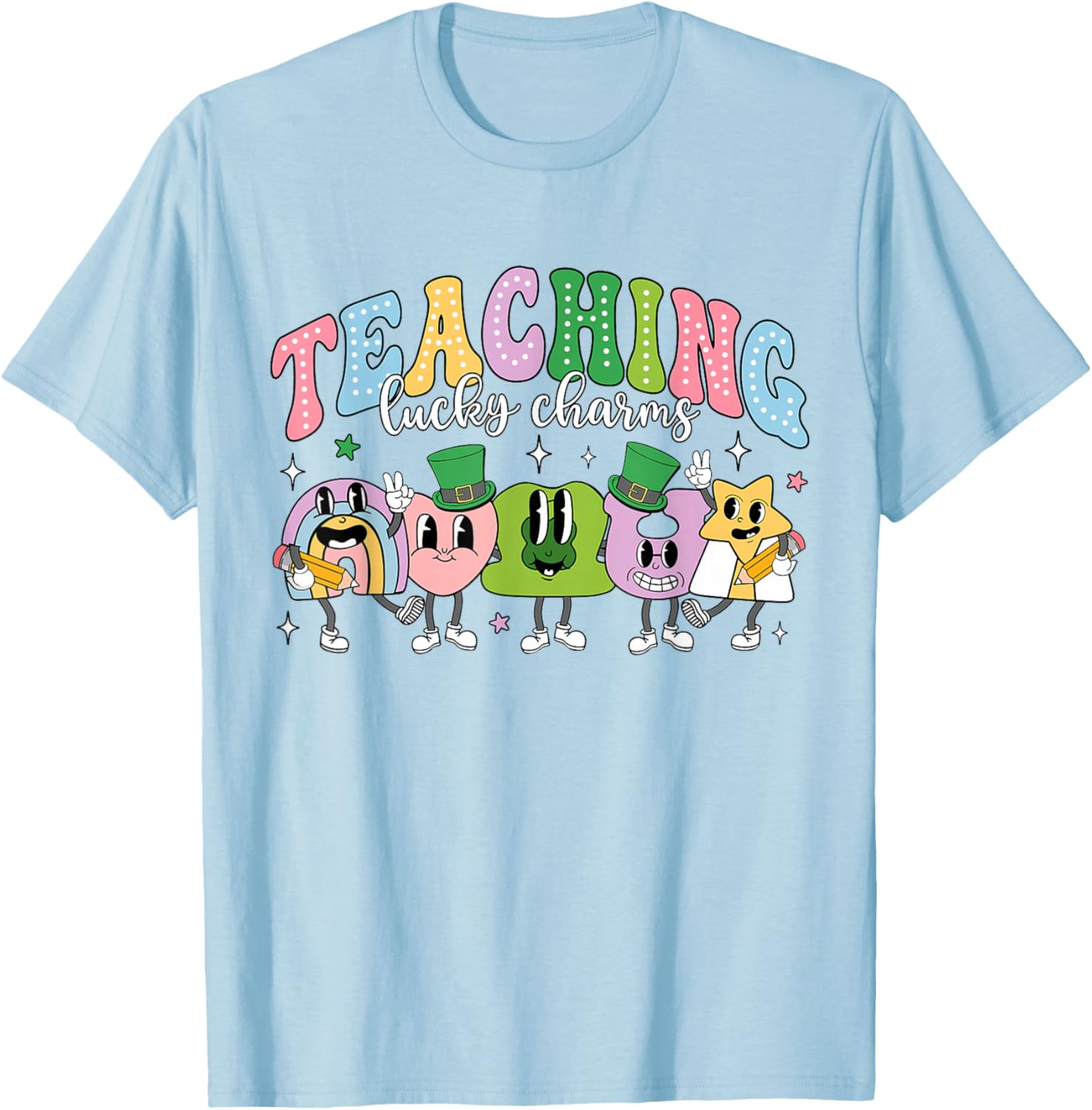 Funny Retro St Patricks Day T-Shirt for Teachers with Lucky Charms Design - 28