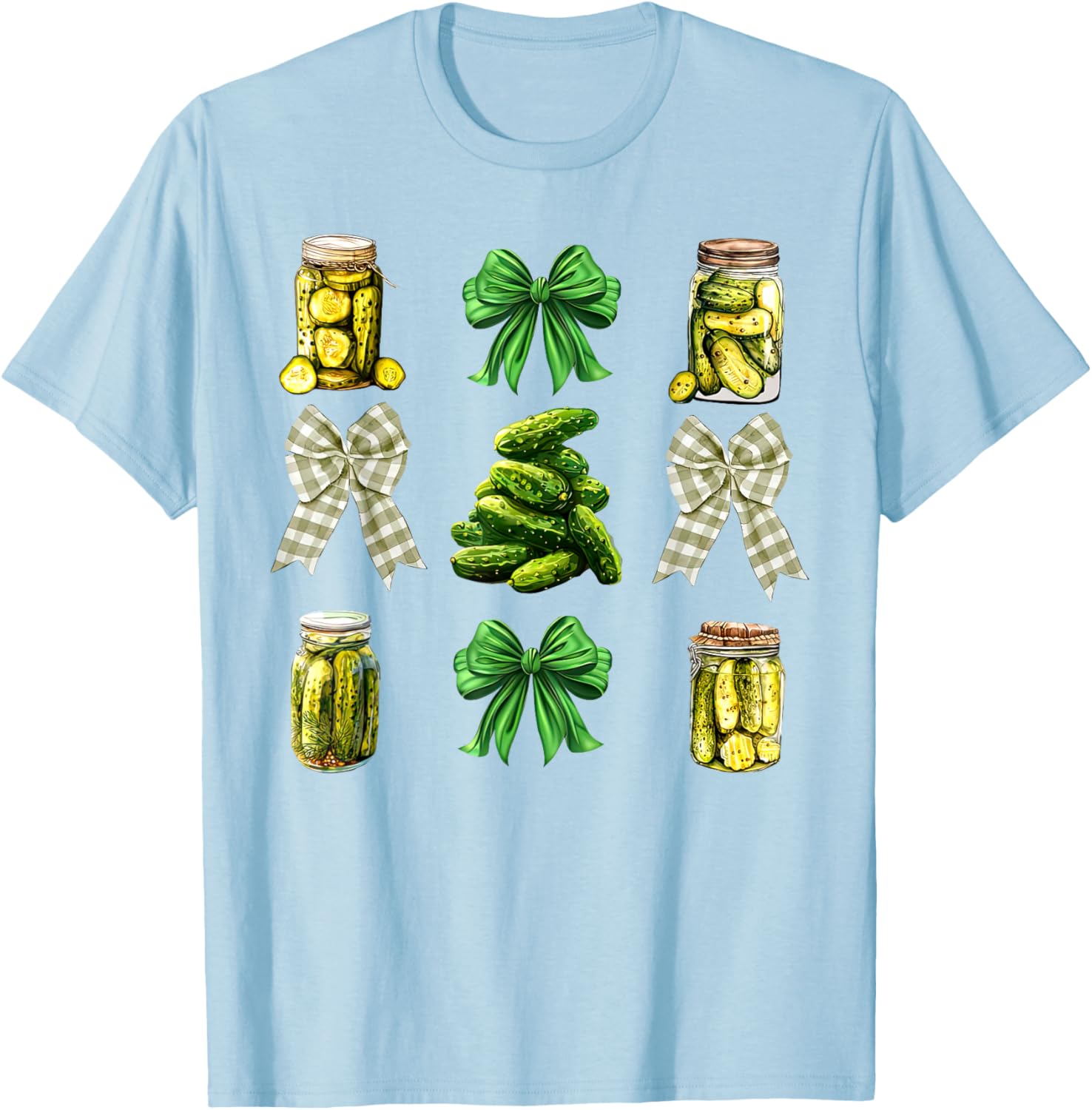 Cute Pickle Jar Coquette Bow Cucumber T-Shirt for Garden Lovers - 25