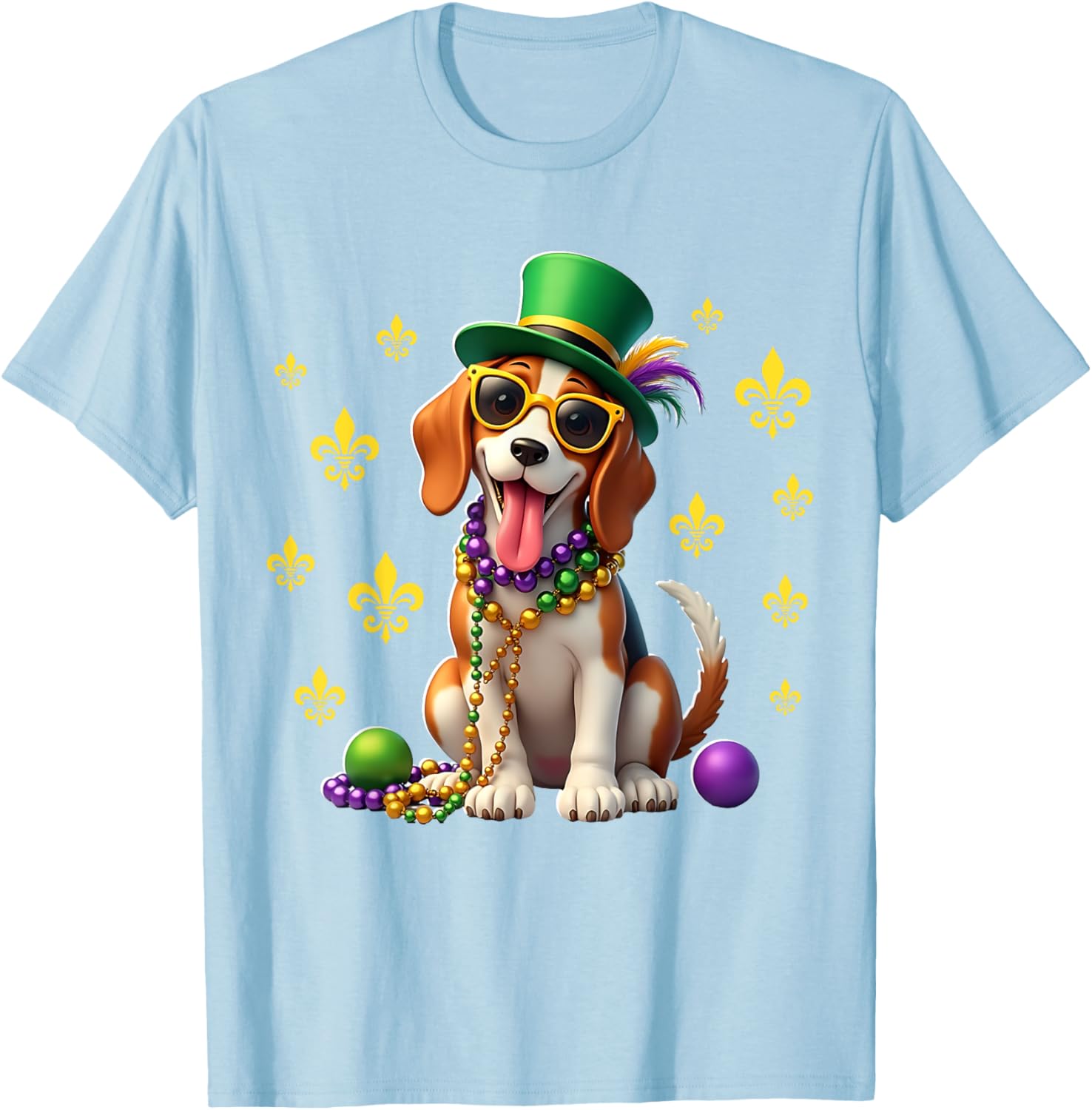Beagle Mardi Gras Costume T-Shirt for Carnival Fun and Festivities - 23