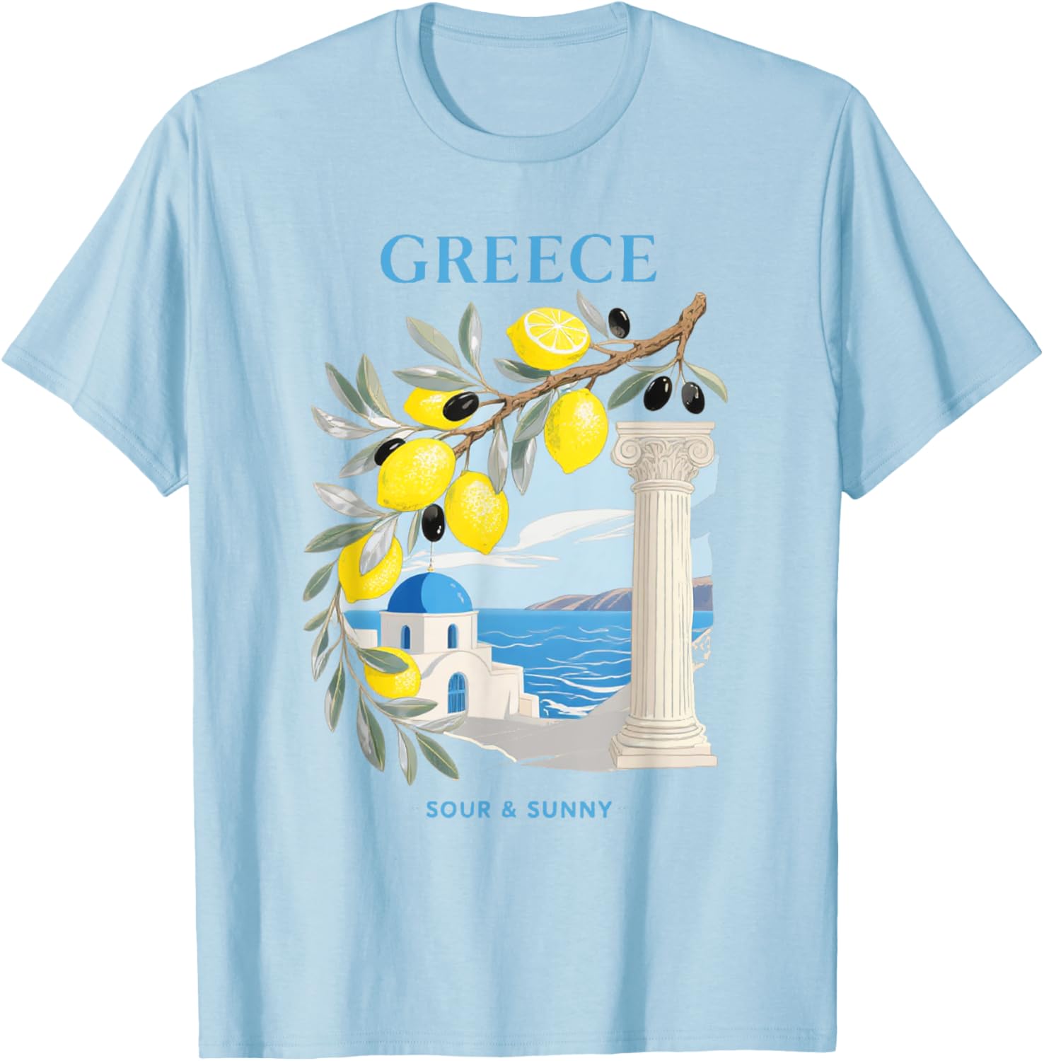 Greek Island Lemon Vibes Olive Branch T-Shirt for Travel Lovers - 5