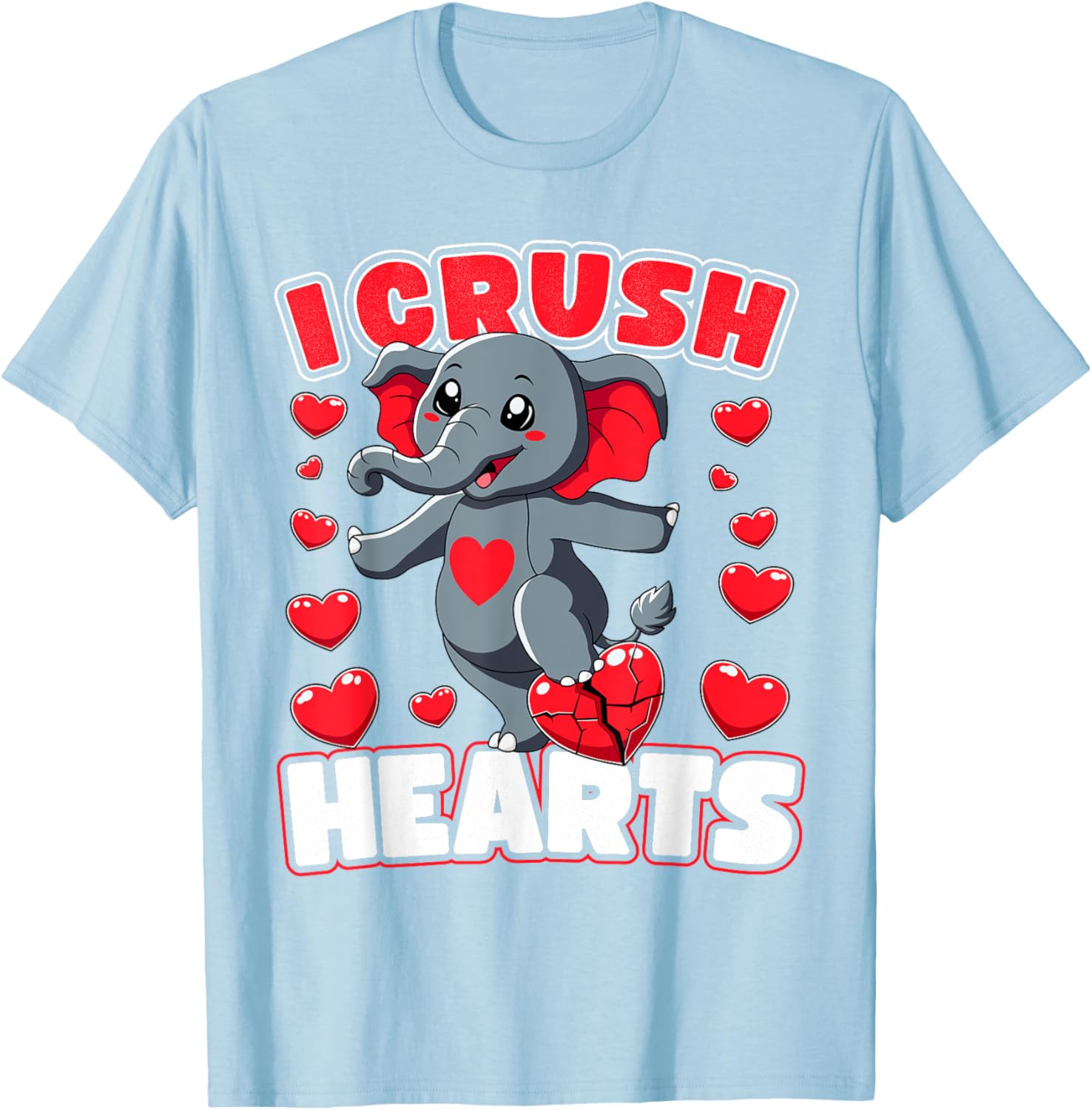 I Crush Hearts Elephant Valentine's Day T-Shirt for Boys and Toddlers - 16