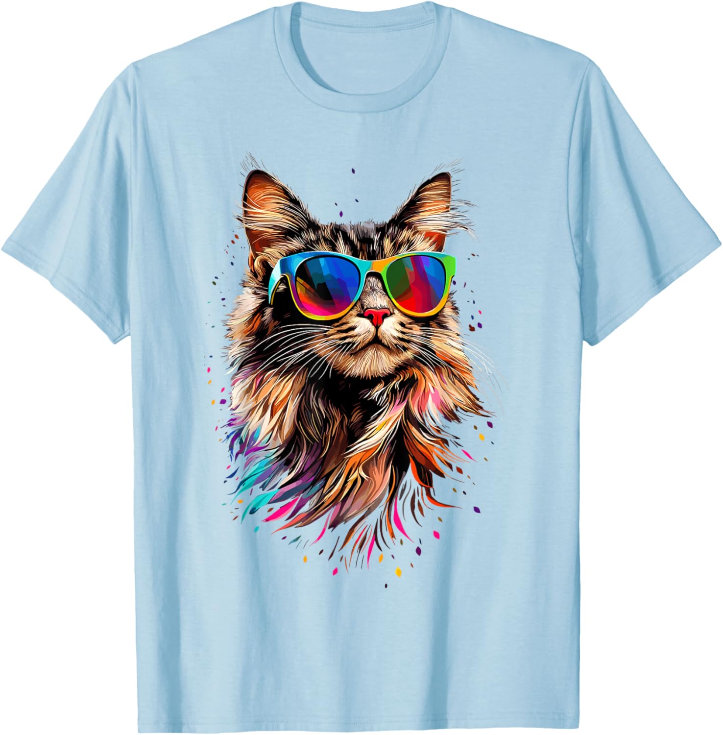 Cute Maine Coon Cat Sunglasses T-Shirt for Cat Lovers - Fun Apparel - 27