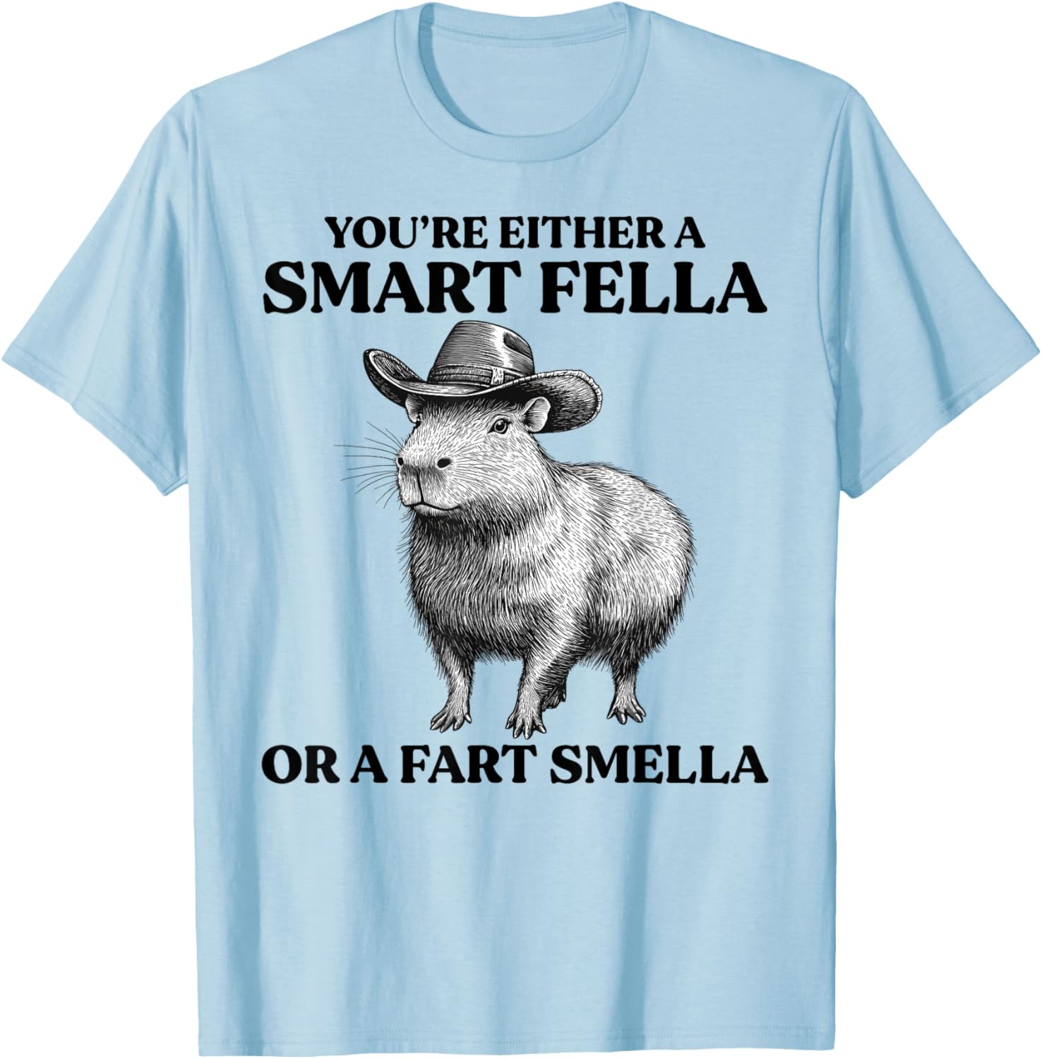 Funny Capybara T-Shirt You're Either A Smart Fella Or A Fart Smella - 2