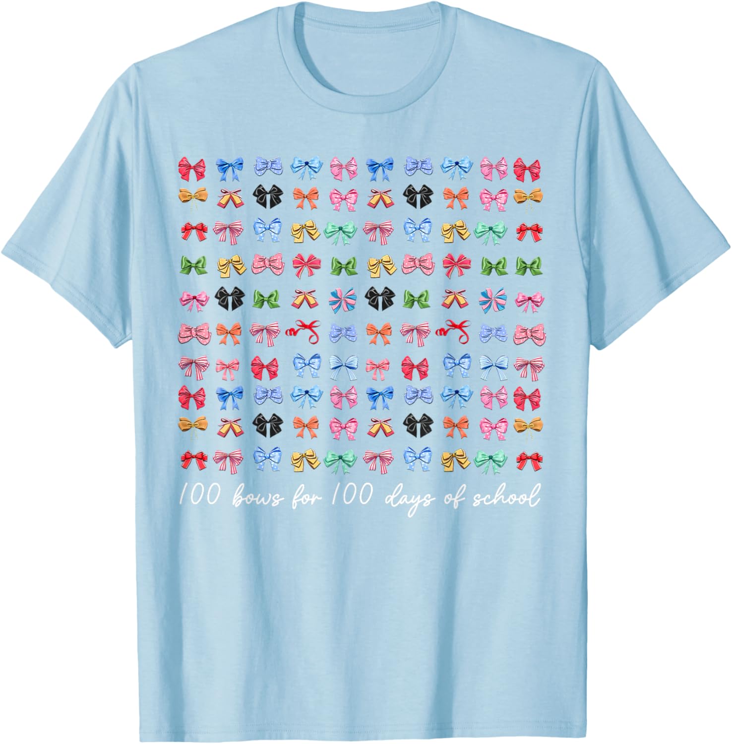 100 Bows For 100 Days Of School T-Shirt for Teachers and Kids - 2