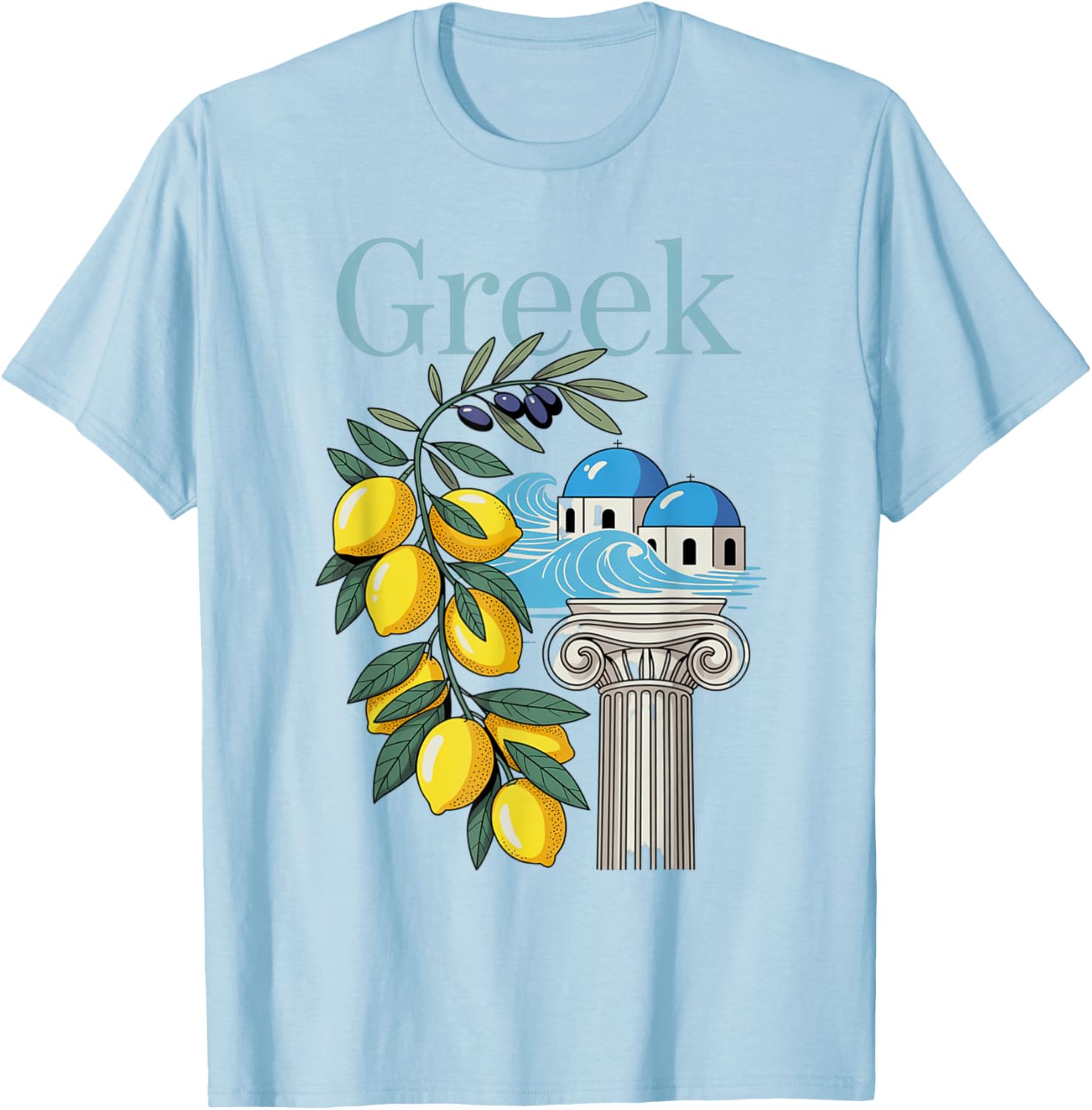 Greek Culture T-Shirt Featuring Lemons and Iconic Architecture Souvenir - 3