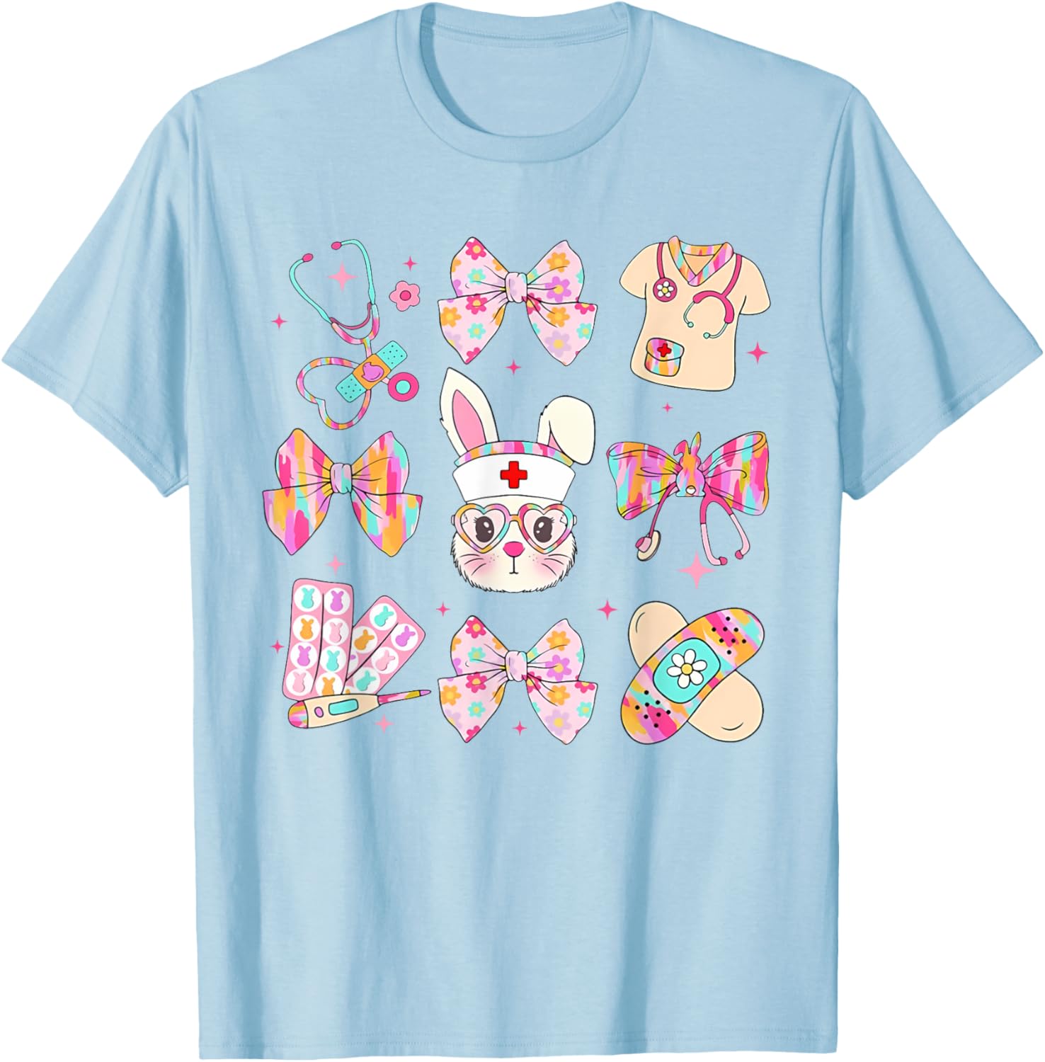 Easter Bunny T-Shirt for Nurses with Coquette Bow - Happy Easter Style - 16