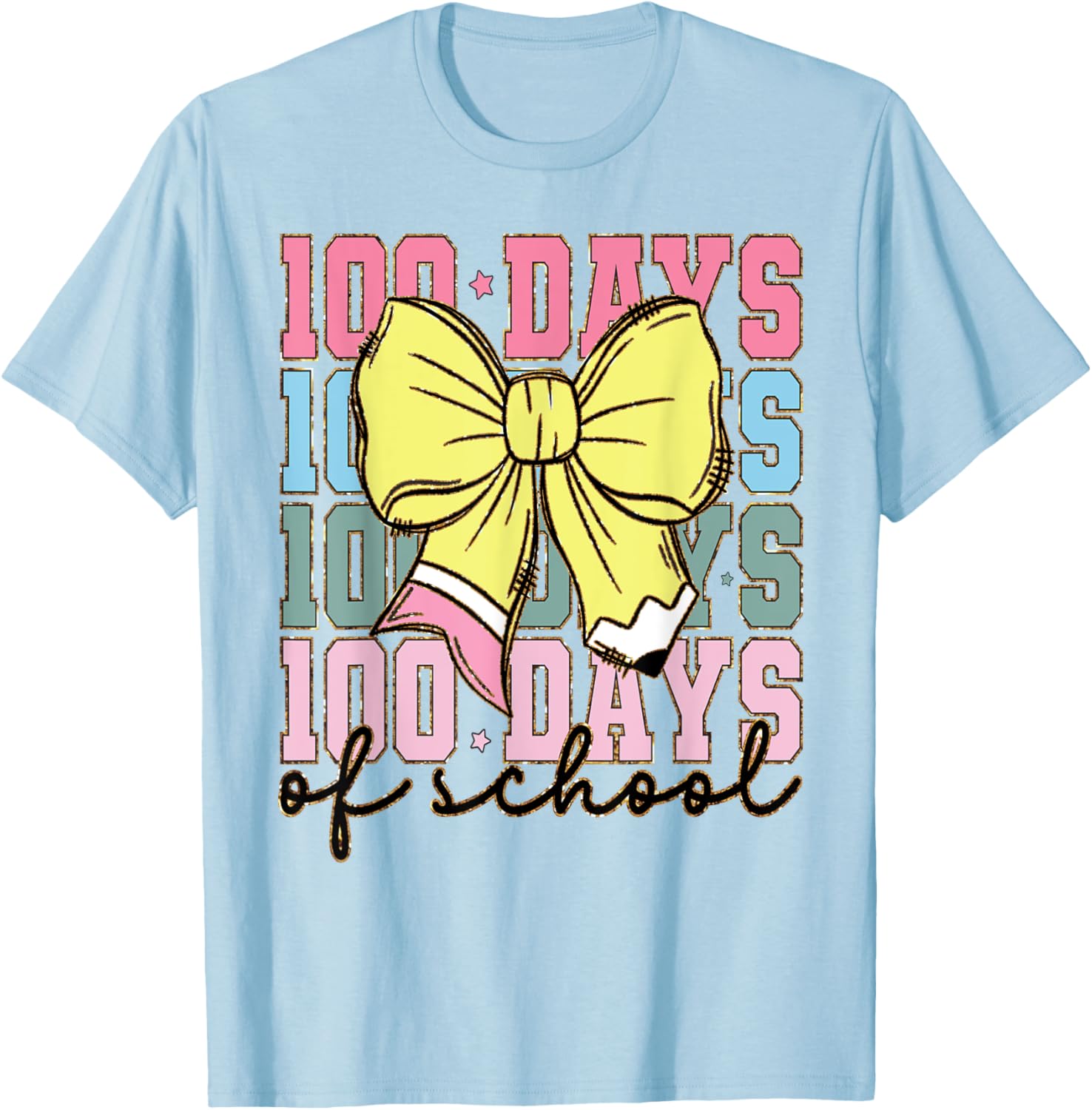 Cute 100 Days of School Coquette Bow T-Shirt for Girls - 18