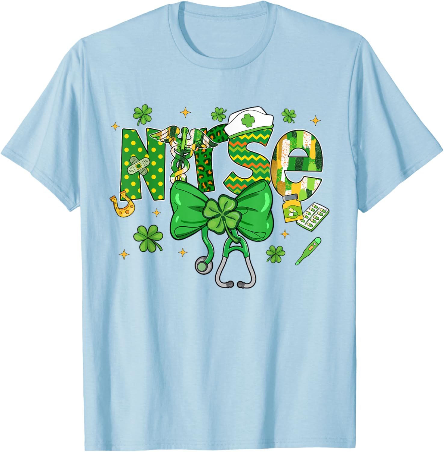 Irish Nurse Stethoscope St Patrick's Day T-Shirt for Healthcare Heroes - 21