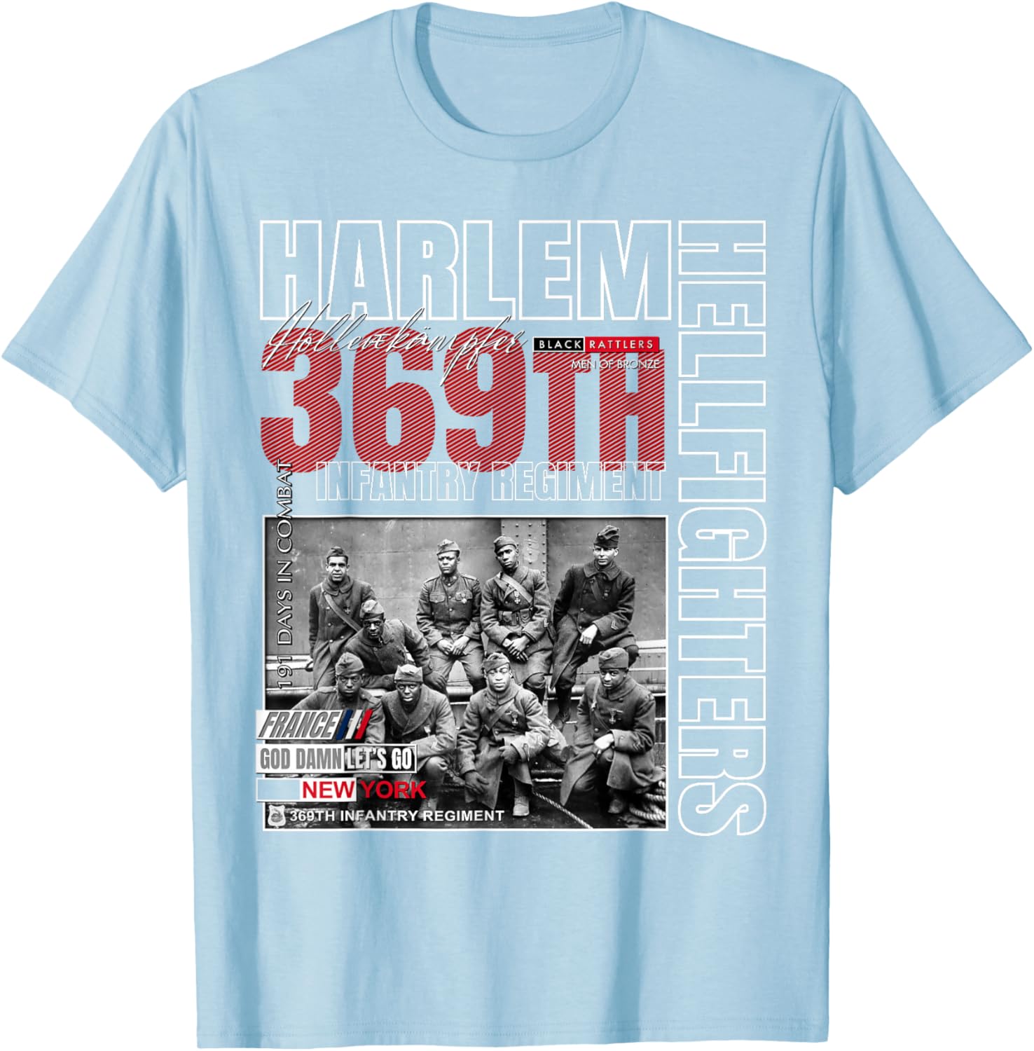 Harlem Hellfighters Tribute T-Shirt for Adults & Kids - Black Classic Fit - 1