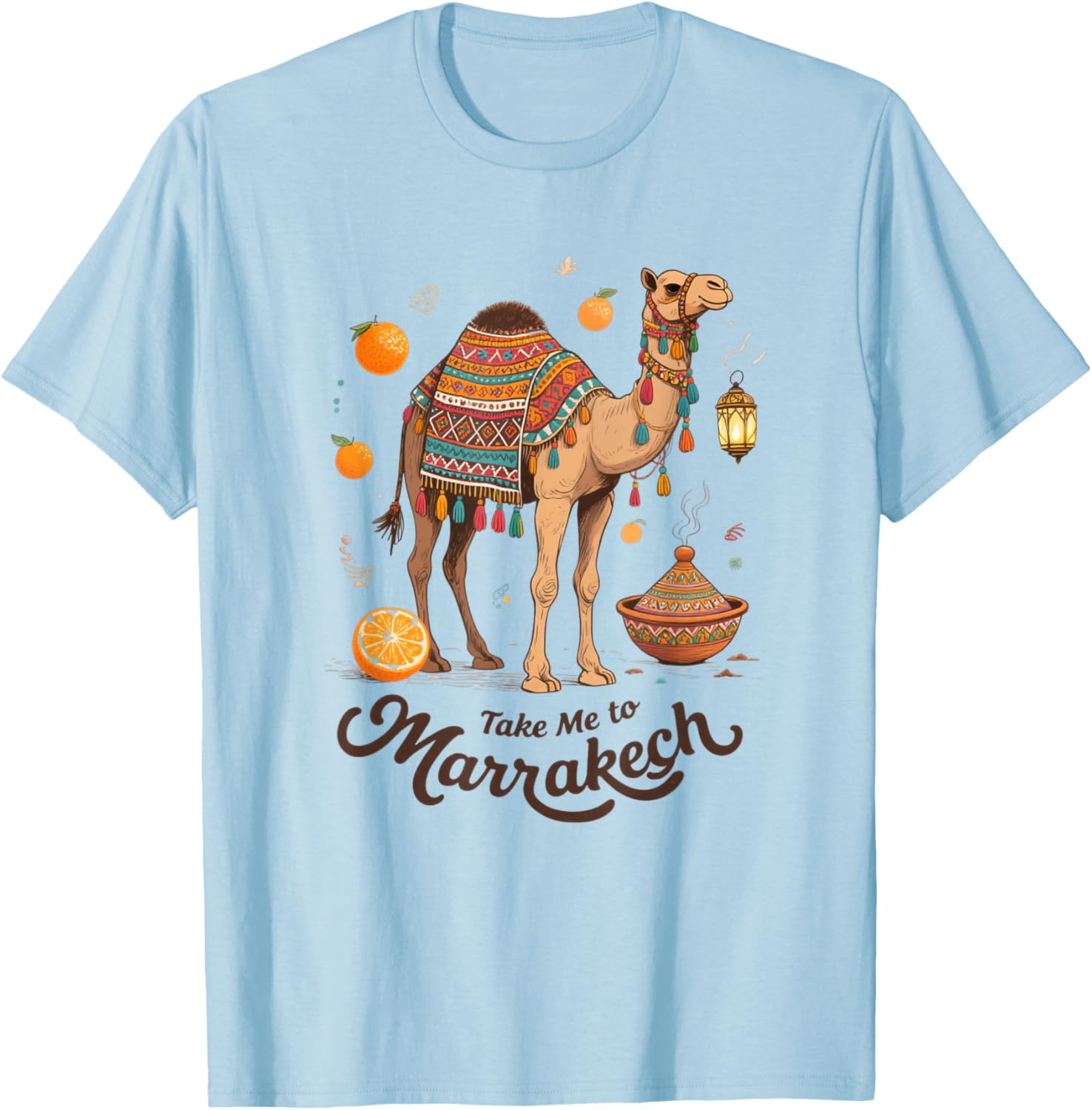 Moroccan Camel Art T-Shirt for Marrakech Vacation Souvenir Gift - 7
