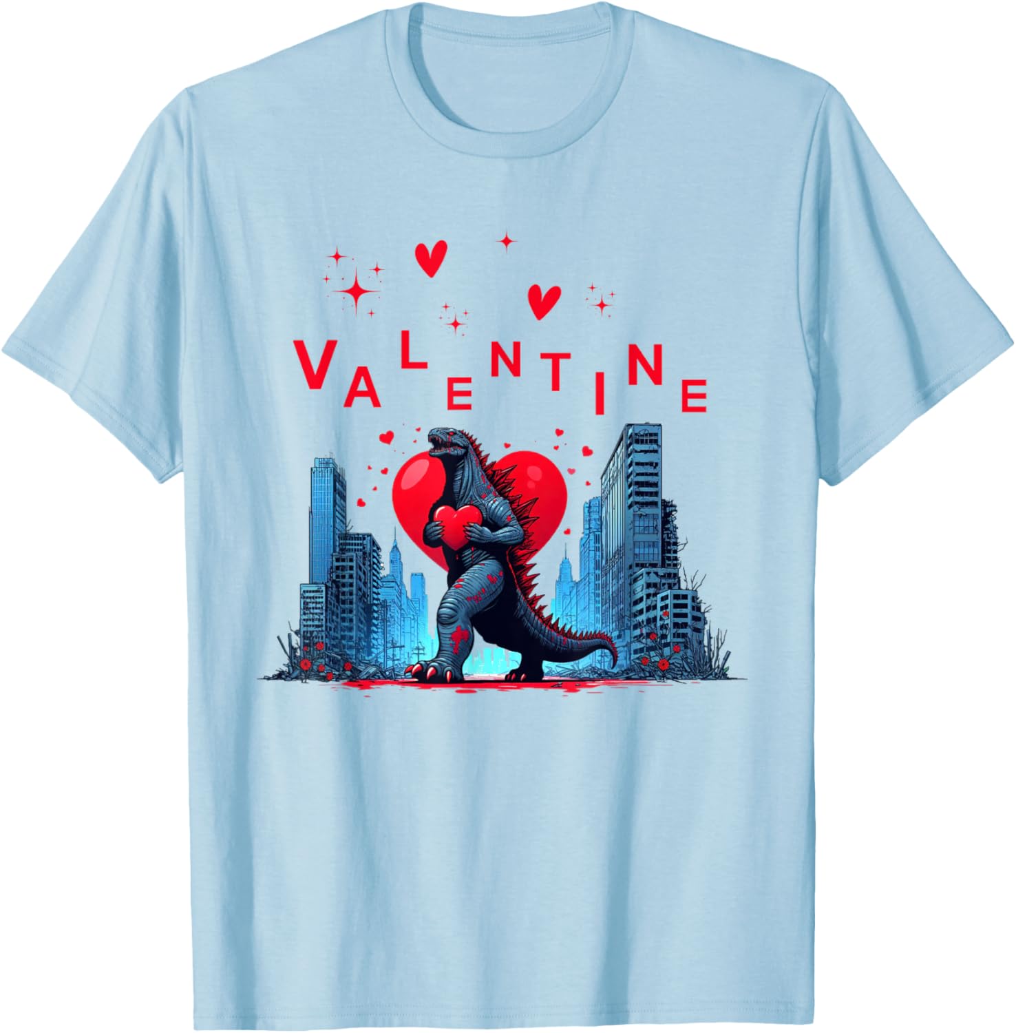 Valentine Kaiju Monster Art T-Shirt for Lovers - Cute Japanese Design - 7
