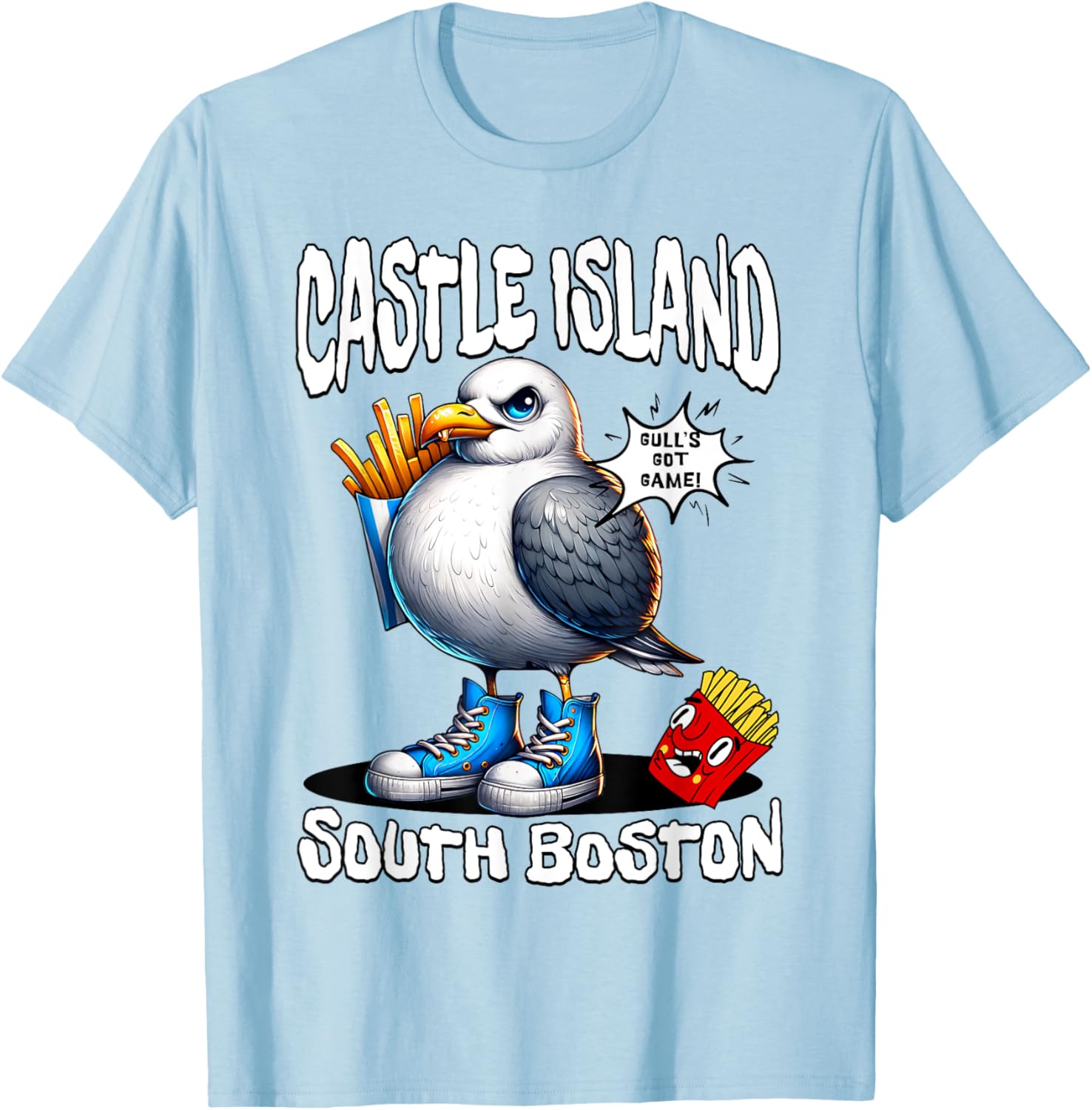 Funny Castle Island Seagull French Fries T-Shirt for Food Lovers - 2