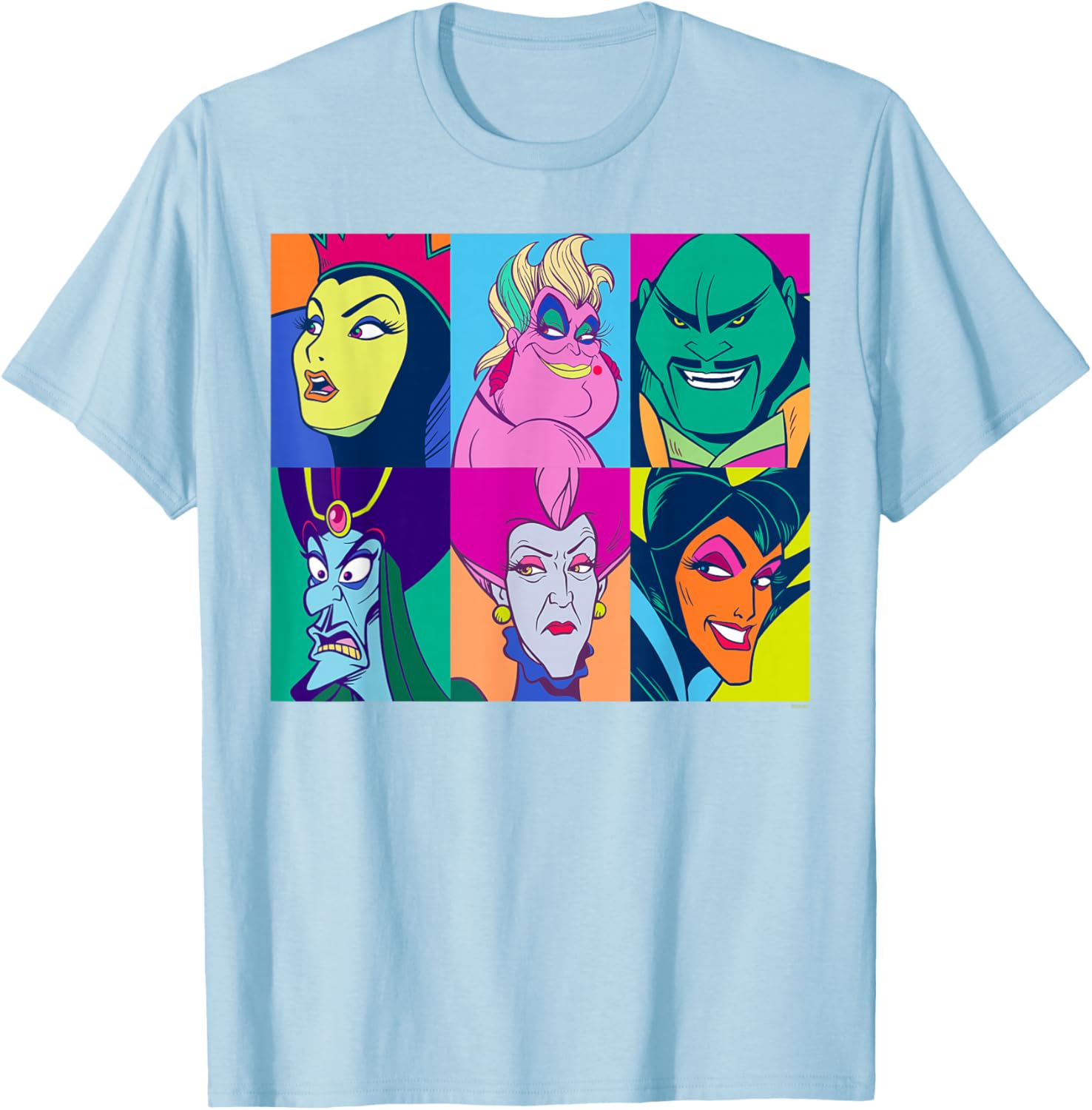 Disney Villains Retro Color Grid T-Shirt for Fans of Classic Characters - 24