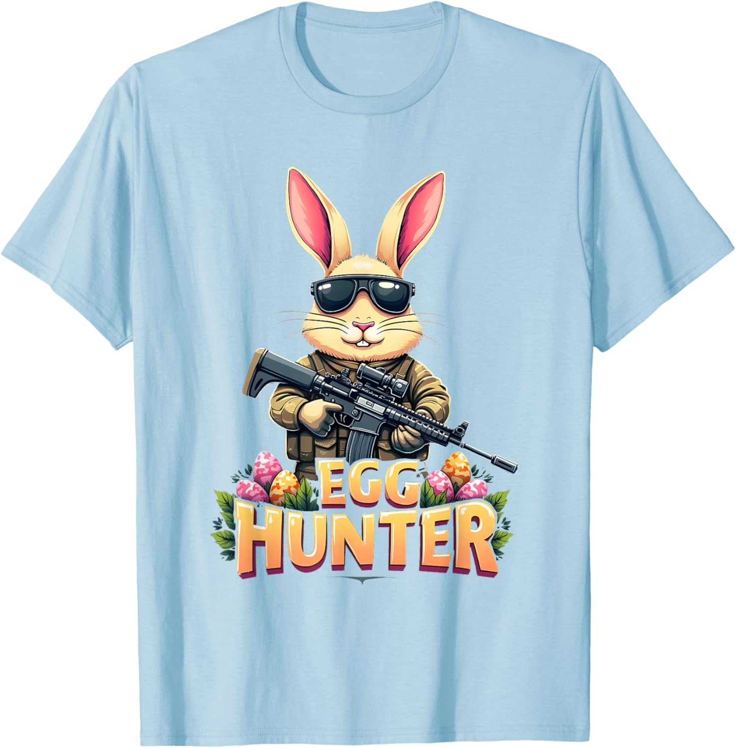 Cute Easter Egg Hunter Boys T-Shirt Featuring Deer Bunny Design - 1