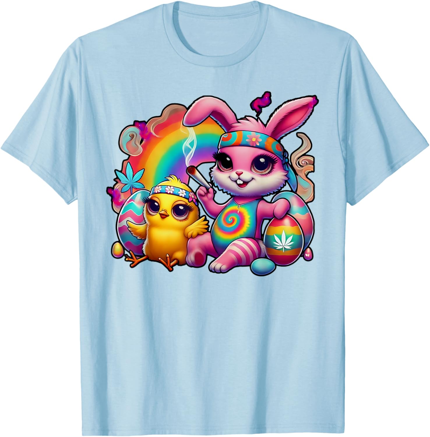 Stoned Easter Bunny Chick T-Shirt for Cannabis Lovers and Fun Celebrations - 22