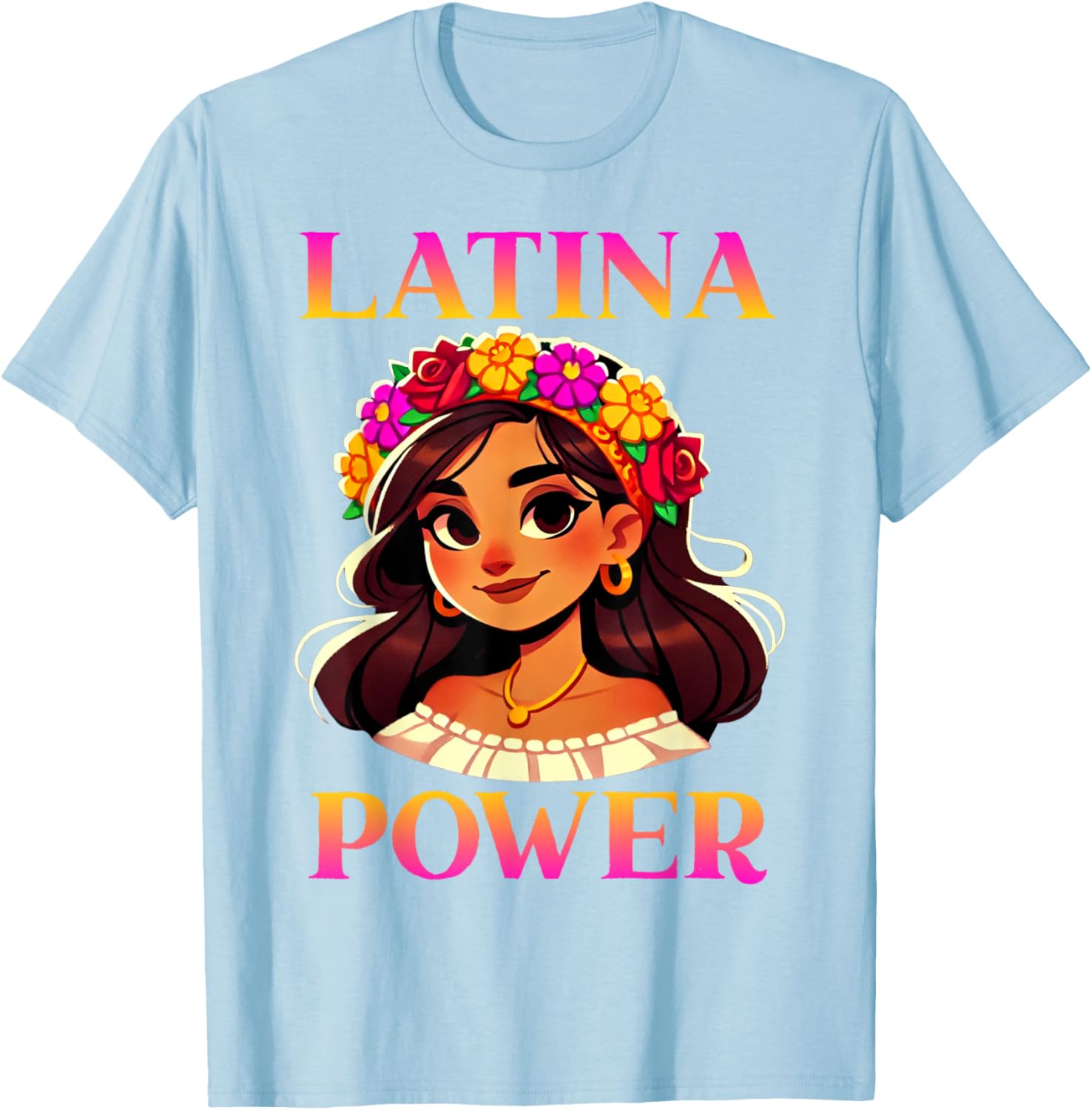 Latina Power Floral Headband T-Shirt for Proud Mexican Women - 25