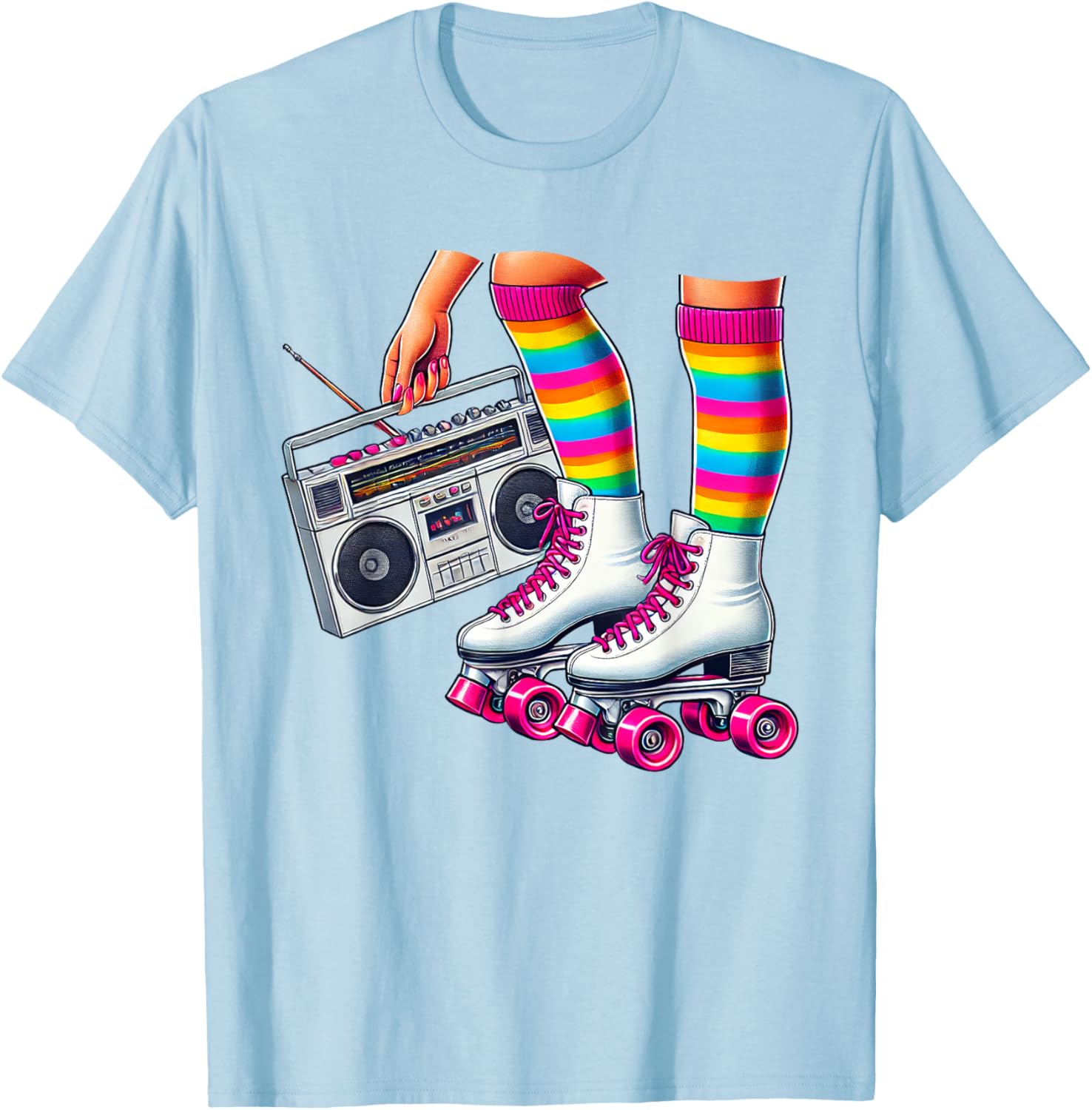 Funny 80s Roller Disco Skating Girl T-Shirt for Retro Fans - 7