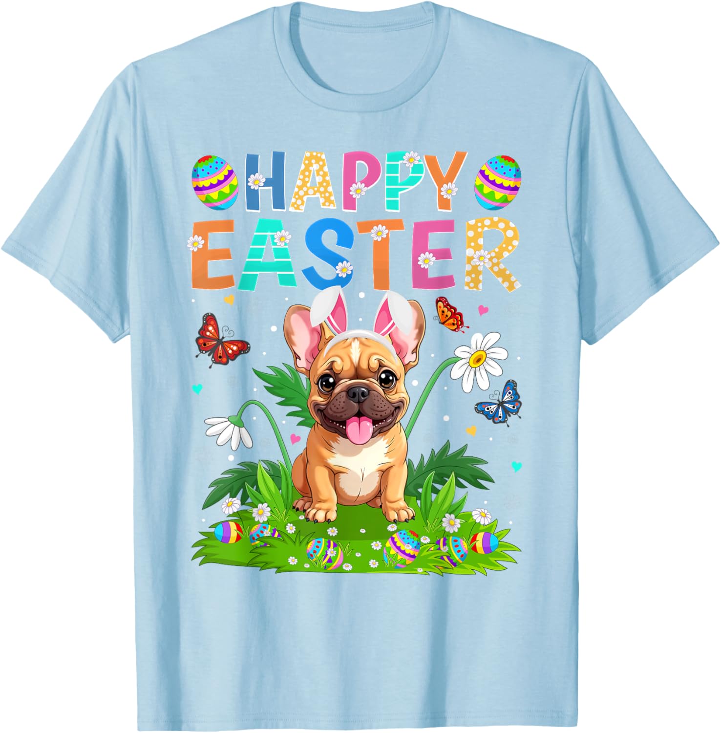 Happy Easter French Bulldog Bunny Ear Egg Hunt T-Shirt for Pet Lovers - 6