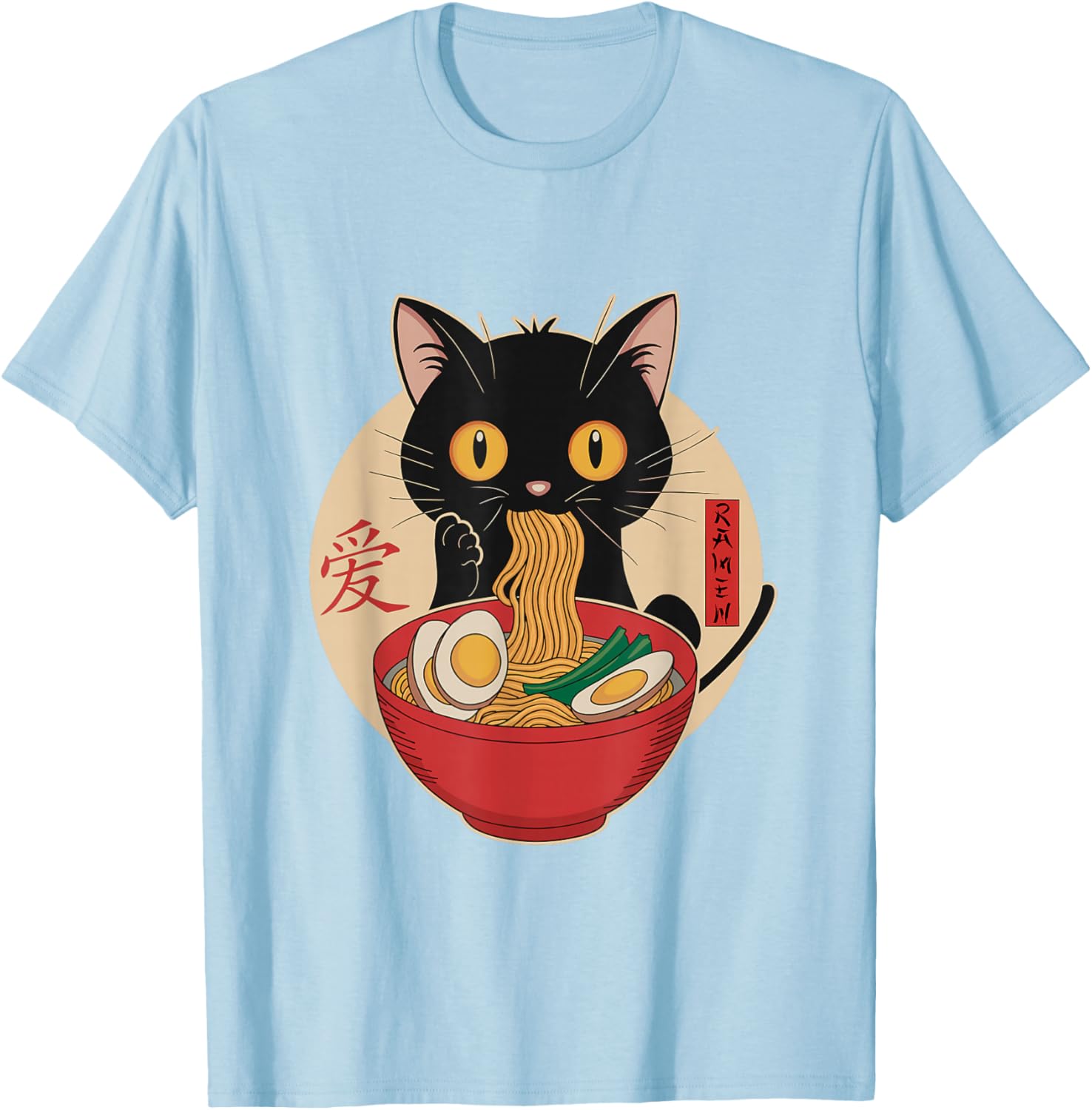 Cute Cat Eating Ramen Noodles Kawaii Anime T-Shirt for Cat Lovers - 20