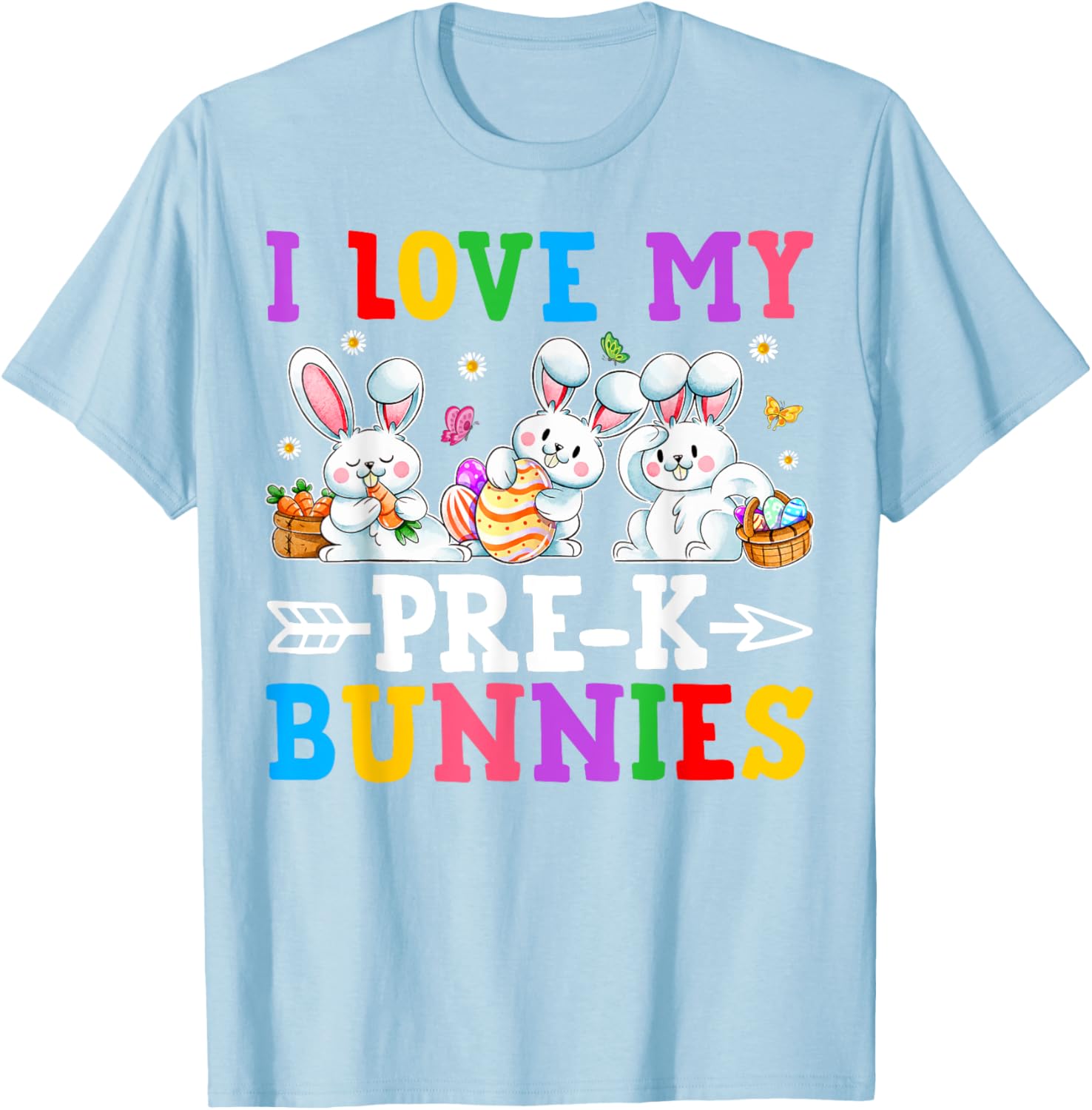 Funny I Love My Pre-K Bunnies T-Shirt for Preschool Teachers Easter Fun - 2