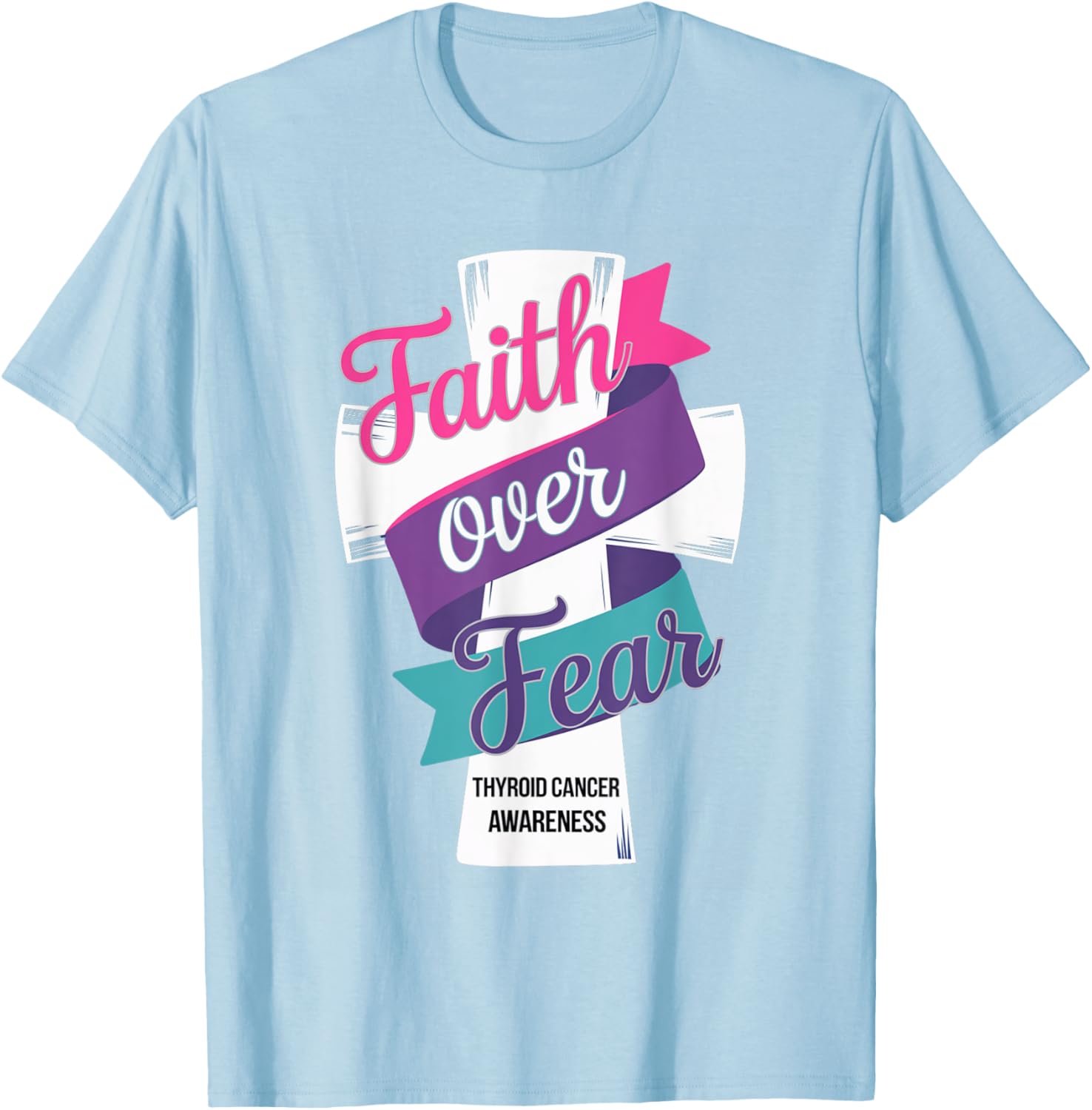 Faith Over Fear Thyroid Cancer Awareness T-Shirt for Hopeful Support - 3