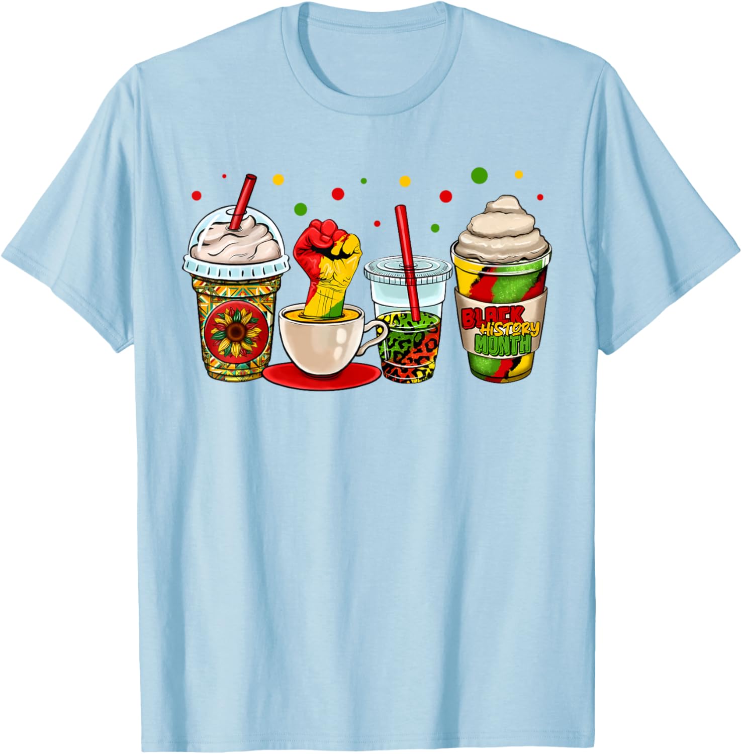 Celebrate Black History Month with Kente Dashiki Coffee Cup T-Shirt - 8