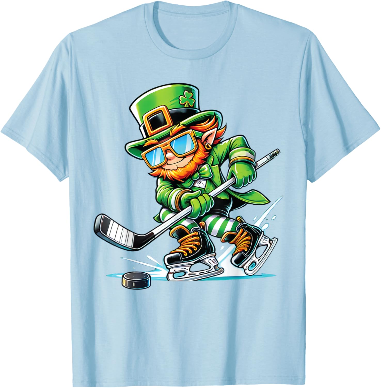 Leprechaun Ice Hockey T-Shirt Perfect for St Patrick's Day Fun - 17