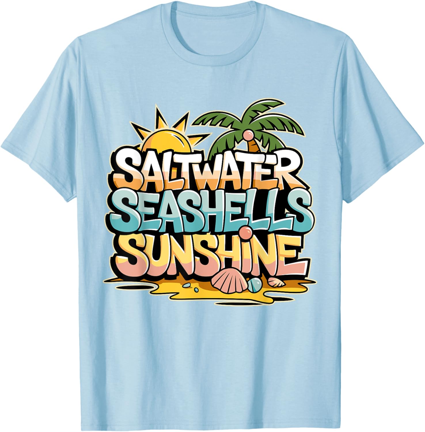 Funny Beach T-Shirt with Saltwater Seashells for Cruise Gifts - 24