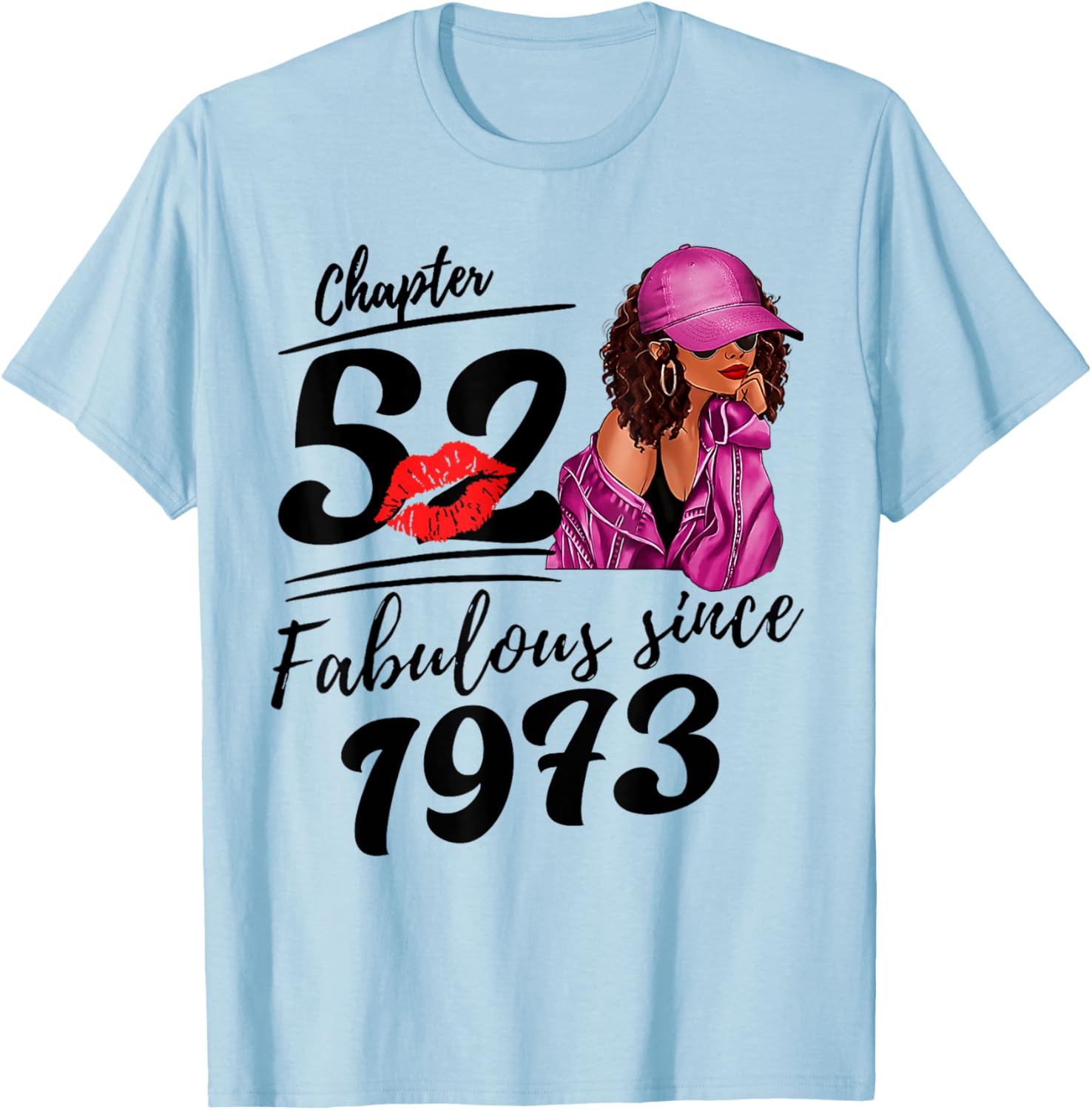Fabulous Since 1973 Black Women 52nd Birthday T-Shirt for Celebrations - 1
