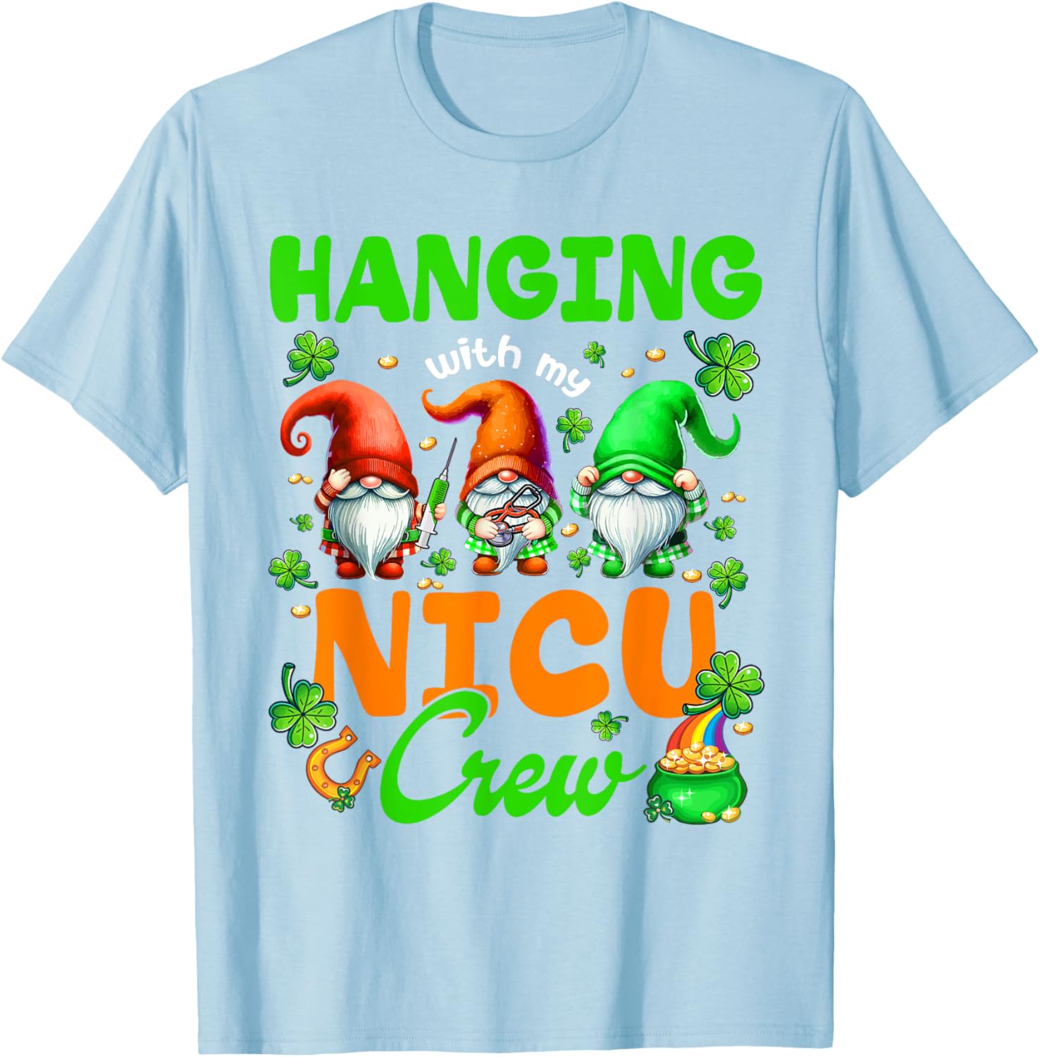 Adorable NICU Nurse Gnome St. Patrick's Day T-Shirt for Nurses and Friends - 13