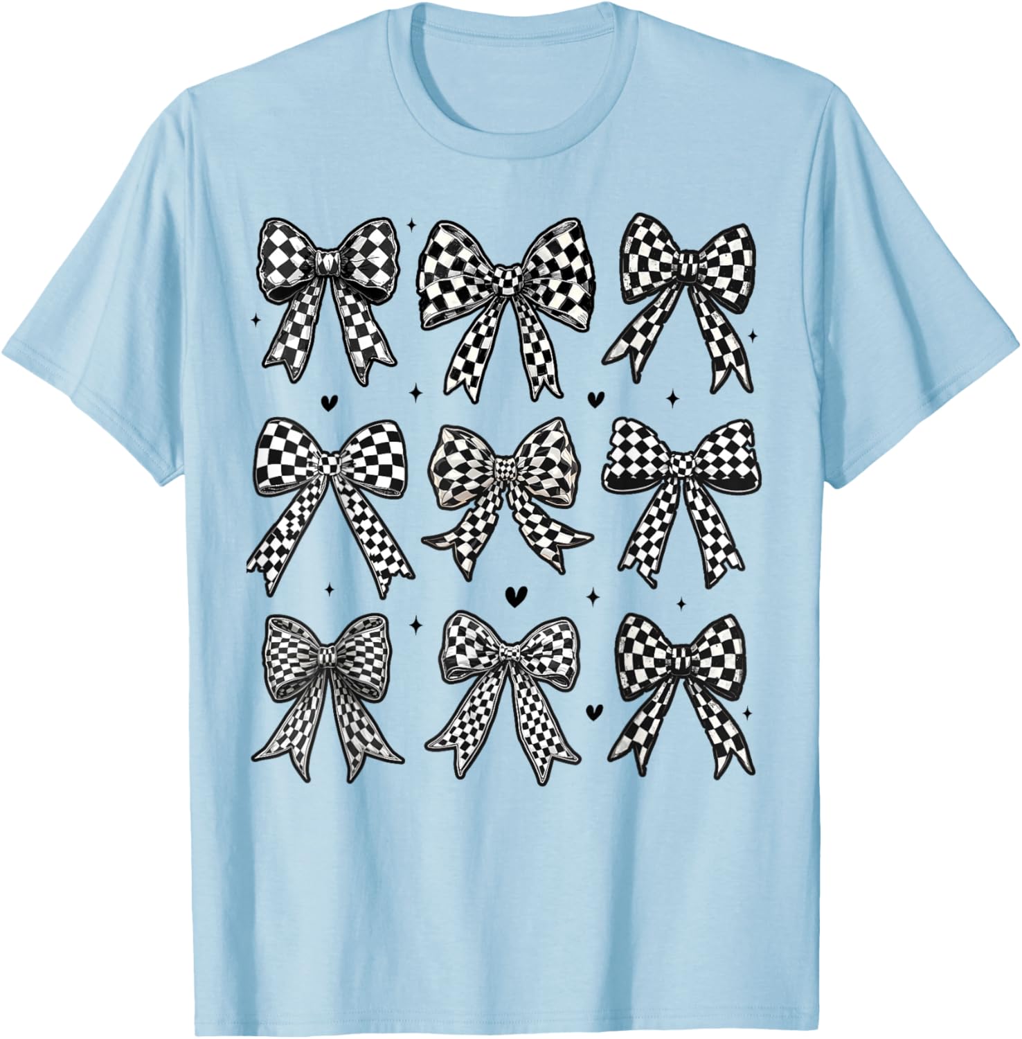 Checkered Bow Flag Racing T-Shirt for Women - Cute Coquette Style - 18