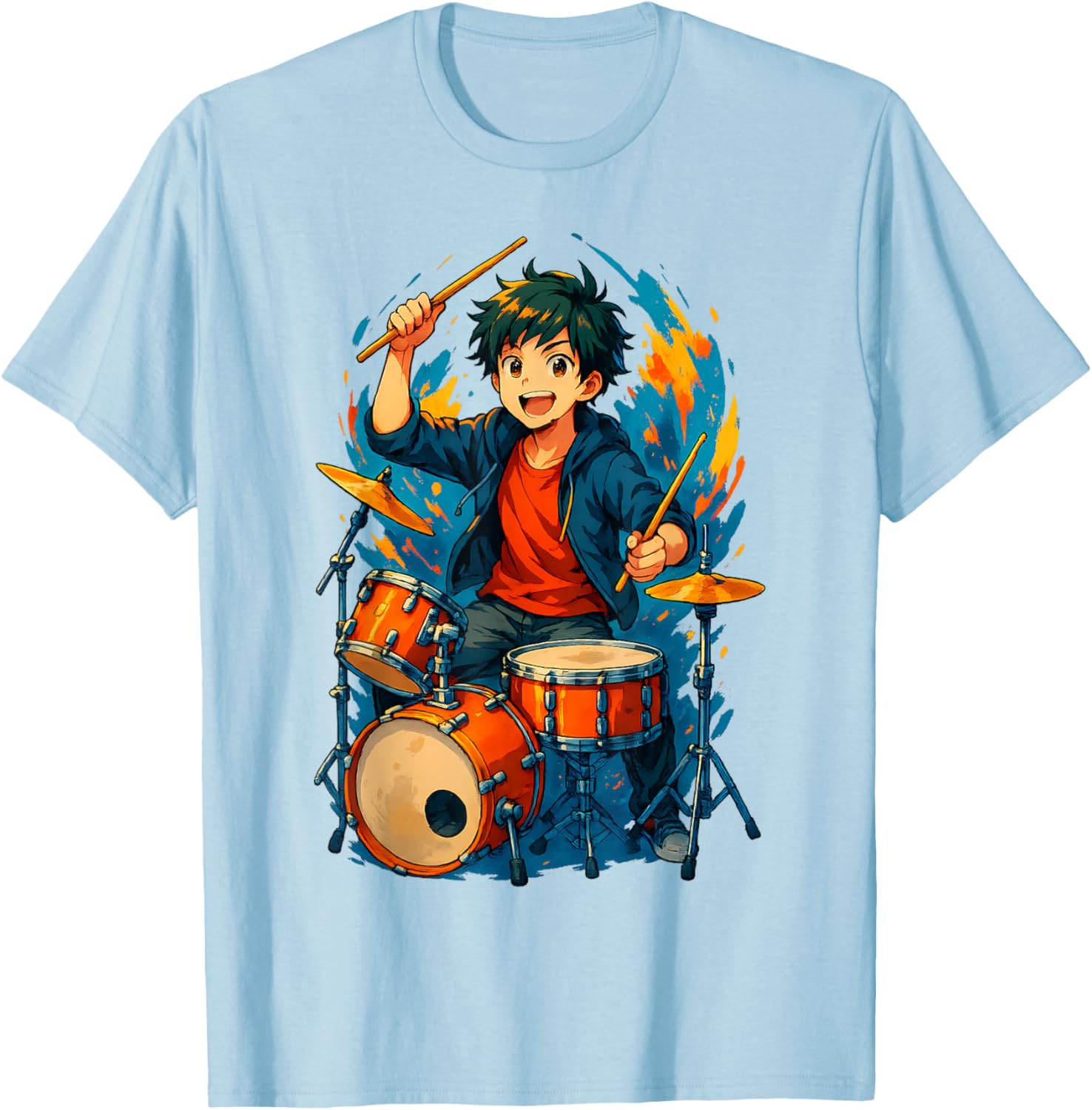Anime Drummer Music T-Shirt for Music Lovers and Anime Fans - 1