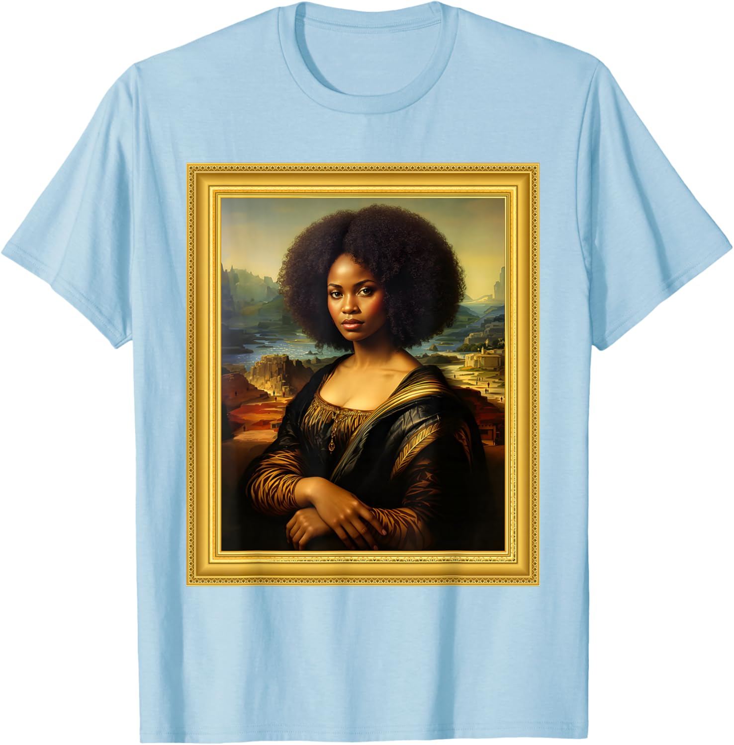 Black Mona Lisa Afro Queen T-Shirt for Black History Month Celebration - 2