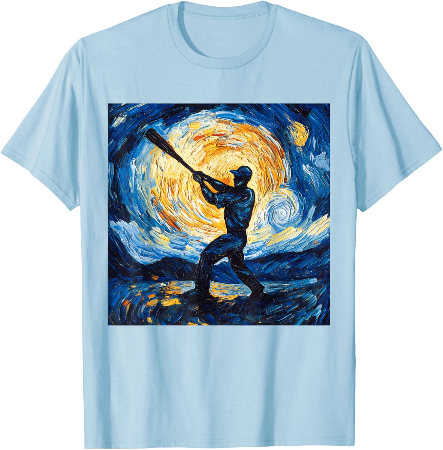 Van Gogh Starry Night Baseball Player T-Shirt for Art and Sports Lovers - 22