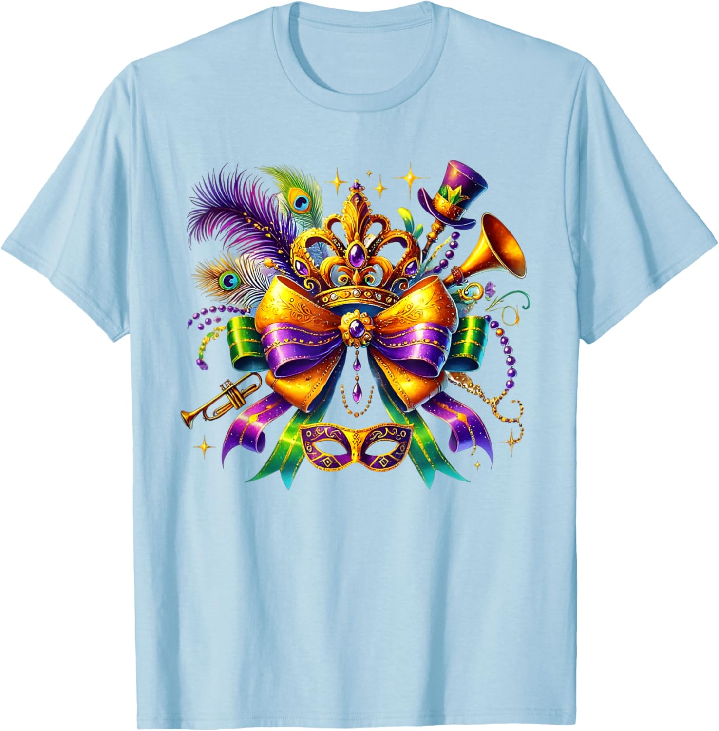 Mardi Gras Coquette Bow T-Shirt for Women and Girls - Festive Style - 5