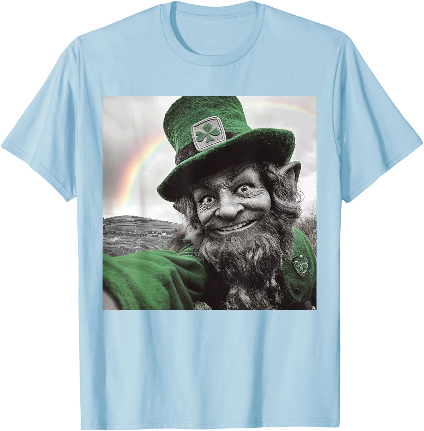 Funny St Patricks Day Rainbow Leprechaun Selfie T-Shirt for Festive Fun - 16