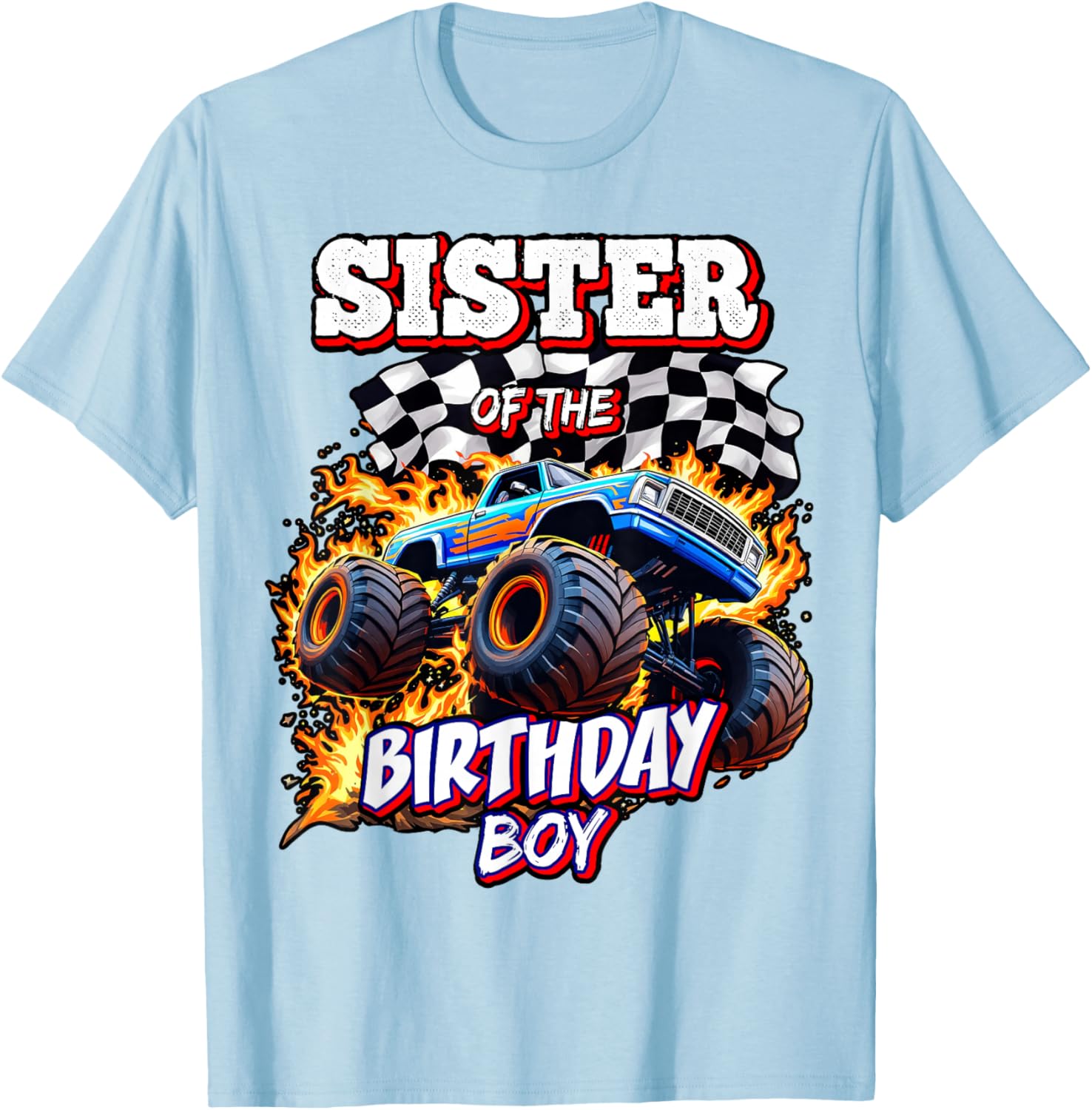 Sister of the Birthday Boy Monster Truck T-Shirt for Fun Celebrations - 20