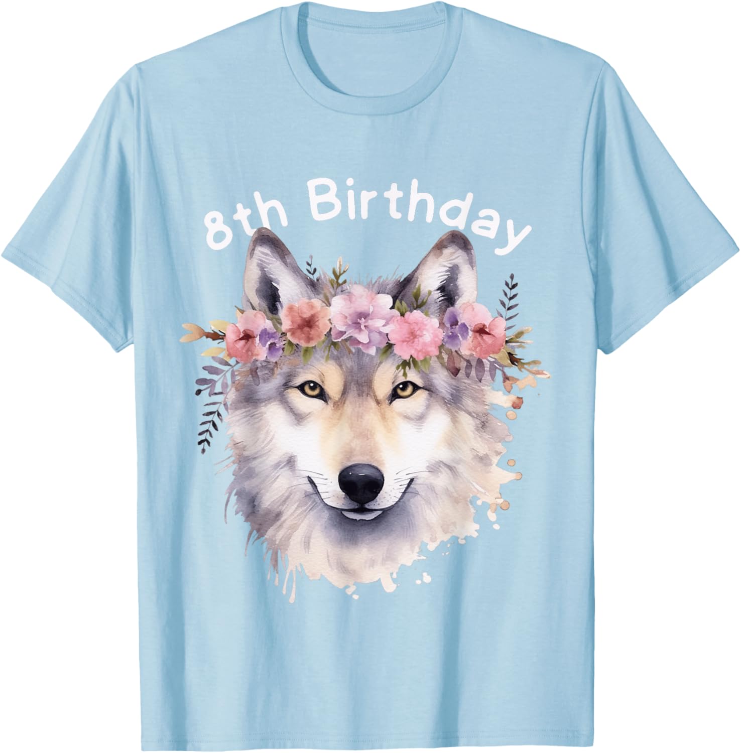 Adorable 8th Wolf Birthday T-Shirt for Girls - Perfect Wolf Pack Party Wear - 1