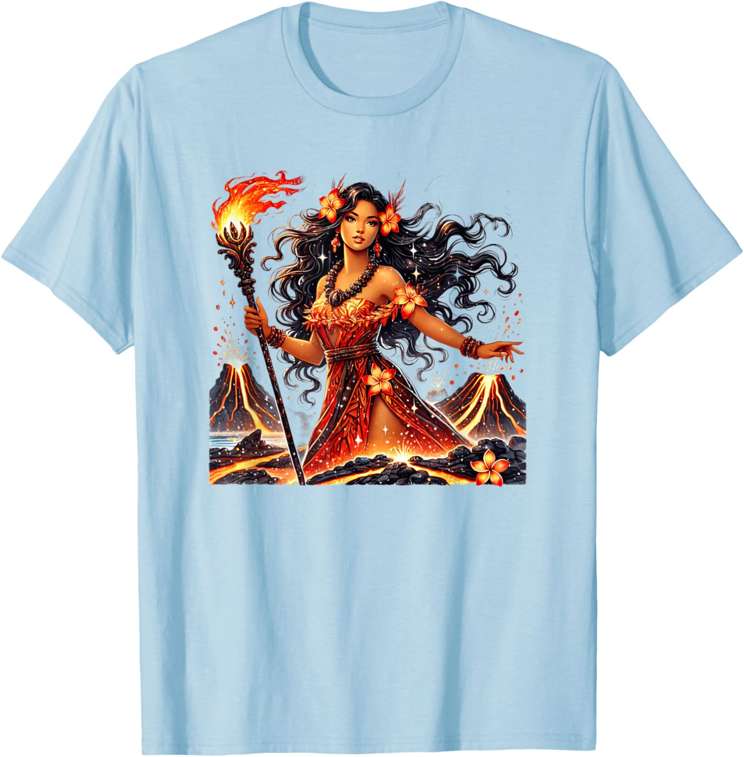 Hawaiian Goddess Pele Fire Transformation T-Shirt for Nature Lovers - 19