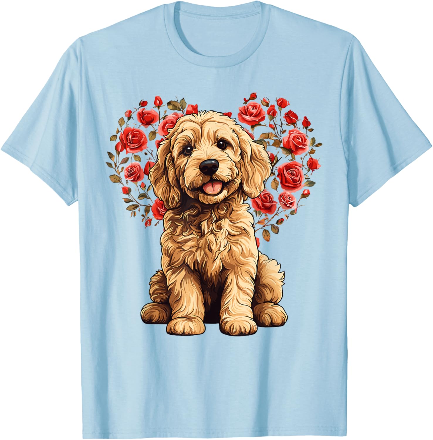 Goldendoodle Valentine’s Day Floral Heart T-Shirt for Dog Lovers - 12