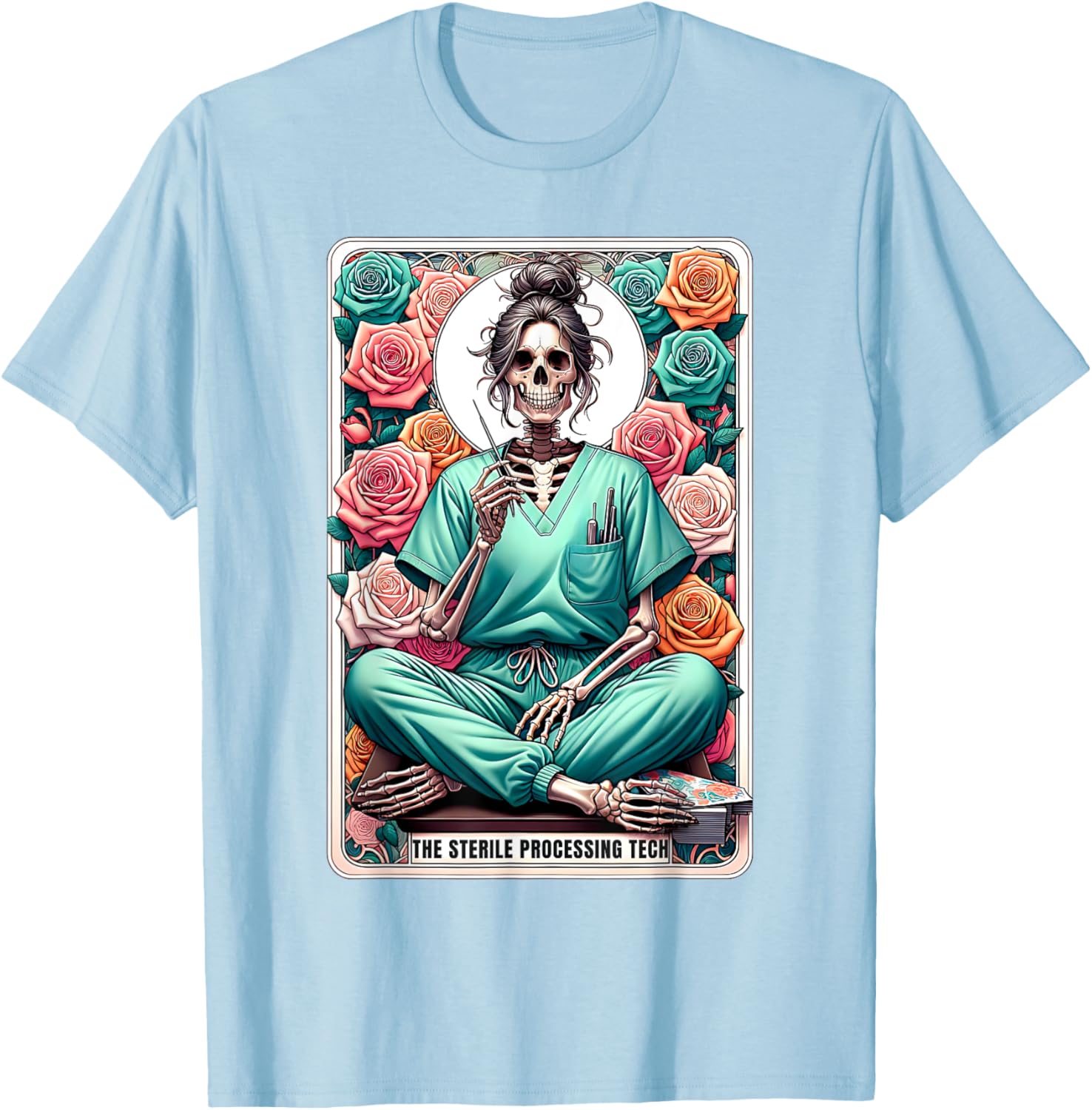 Sterile Processing Tech Tarot Card Skeleton SPD Tech T-Shirt for Professionals - 3