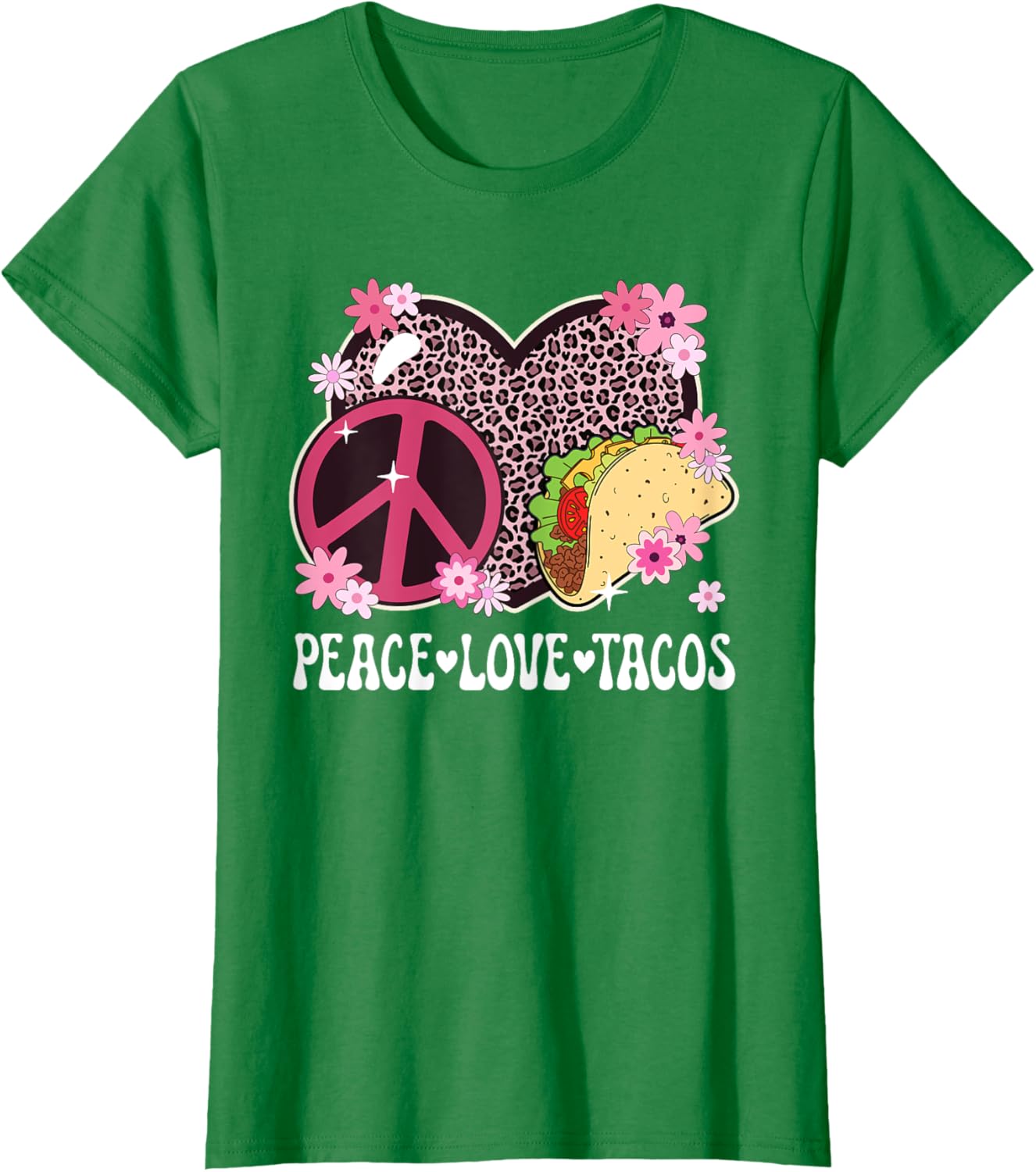 Peace Love Tacos Leopard Print Taco Tuesday T-Shirt for Women - 5