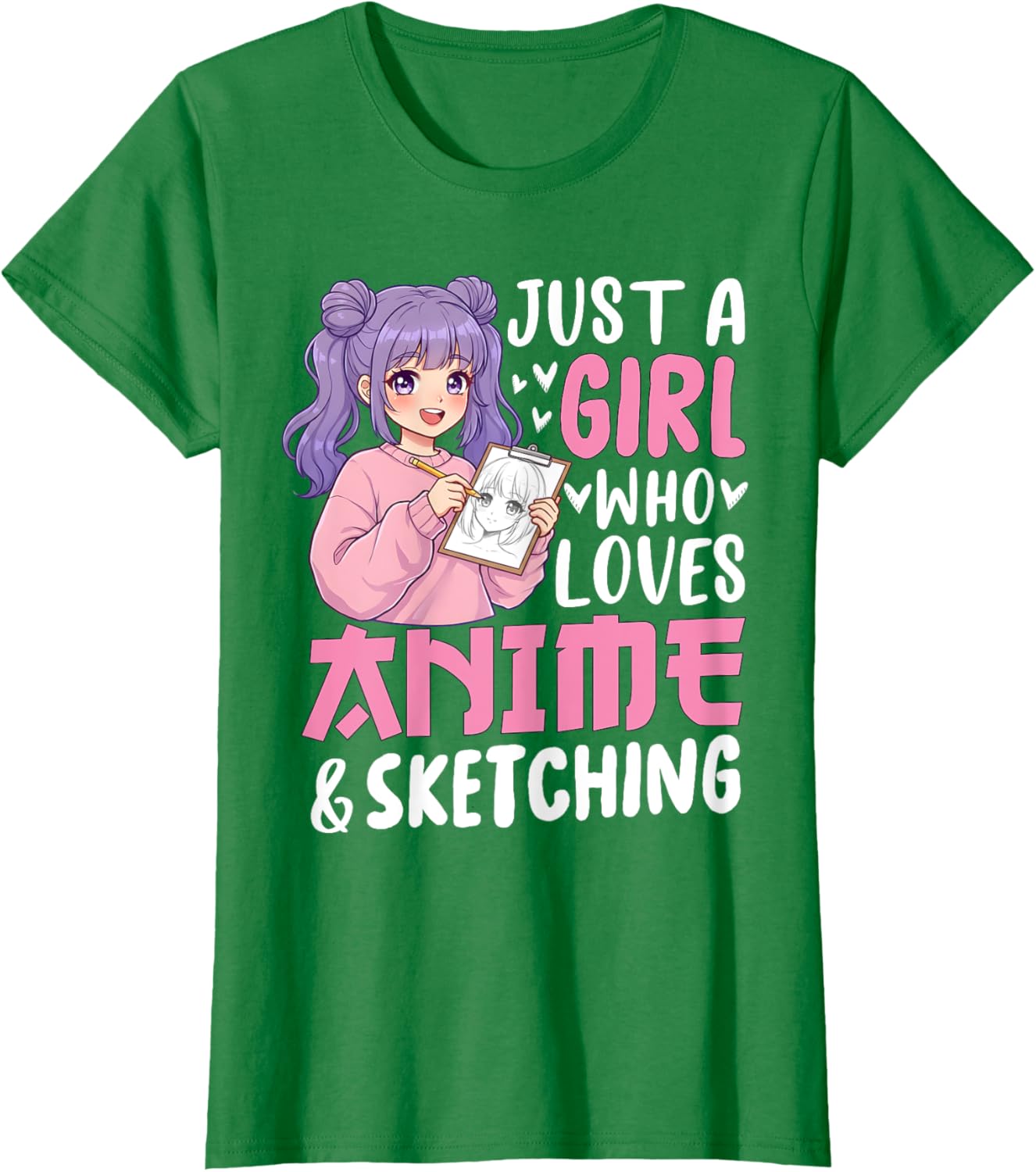 Cute Anime Lover Sketching T-Shirt for Girls - Perfect Gift Idea - 1