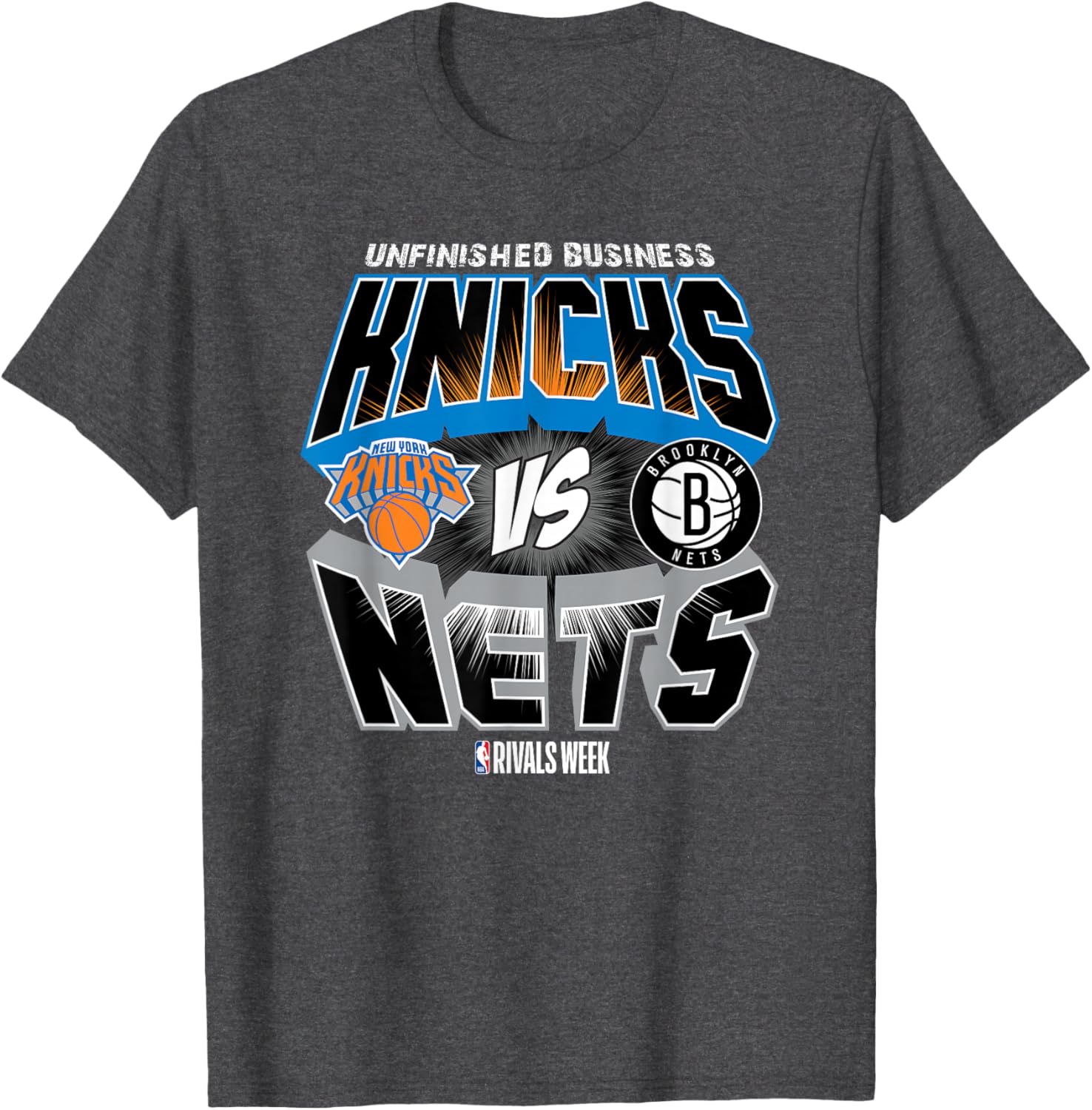 NBA Rivals T-Shirt New York Knicks vs Brooklyn Nets Fan Apparel - 3