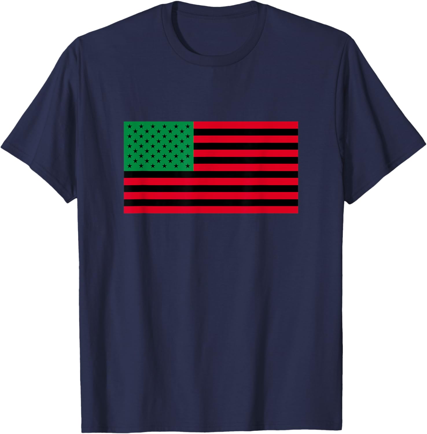 Stylish Black American Flag T-Shirt with Green and Red Accents for All - 6